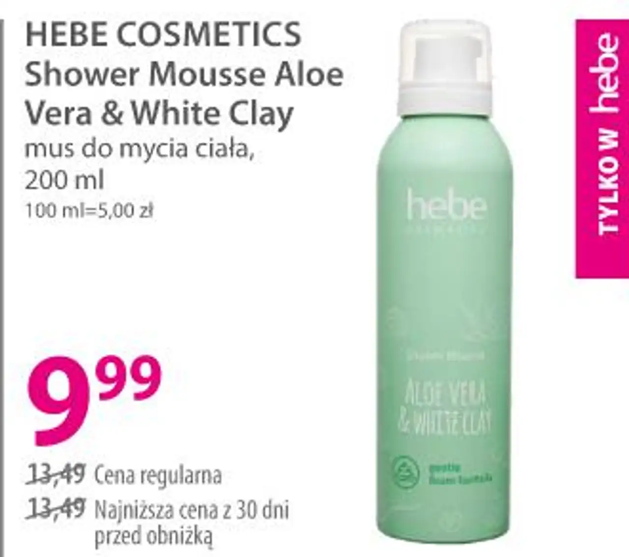 Hebe Cosmetics Shower Mousse Aloe Vera & White Clay mus do mycia ciała