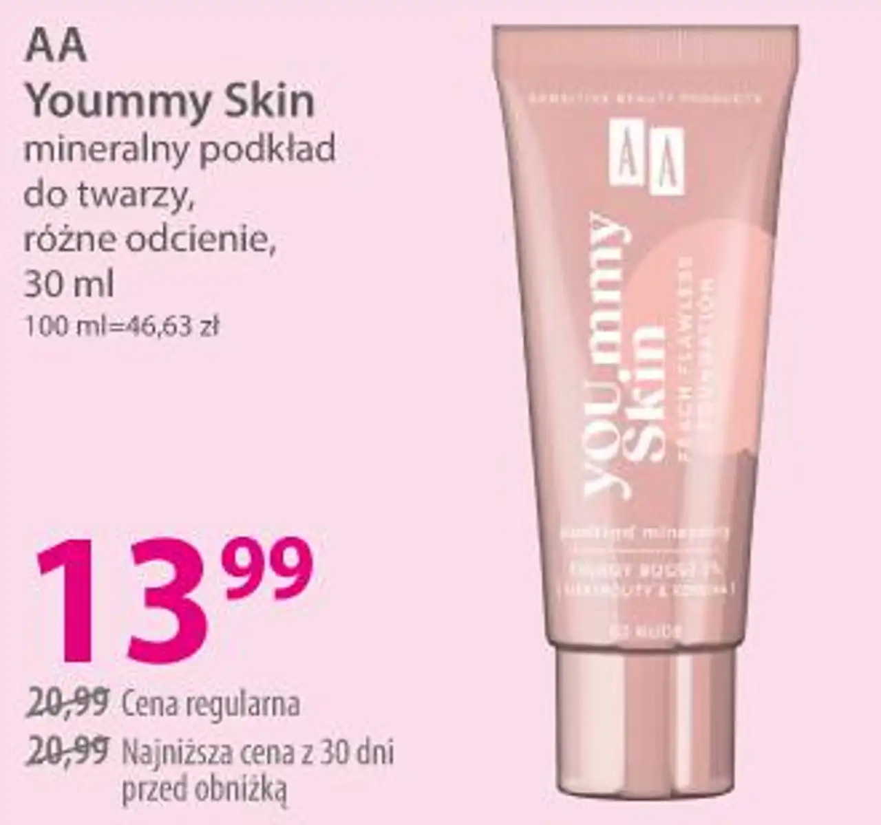AA Yoummy Skin mineralny podkład do twarzy