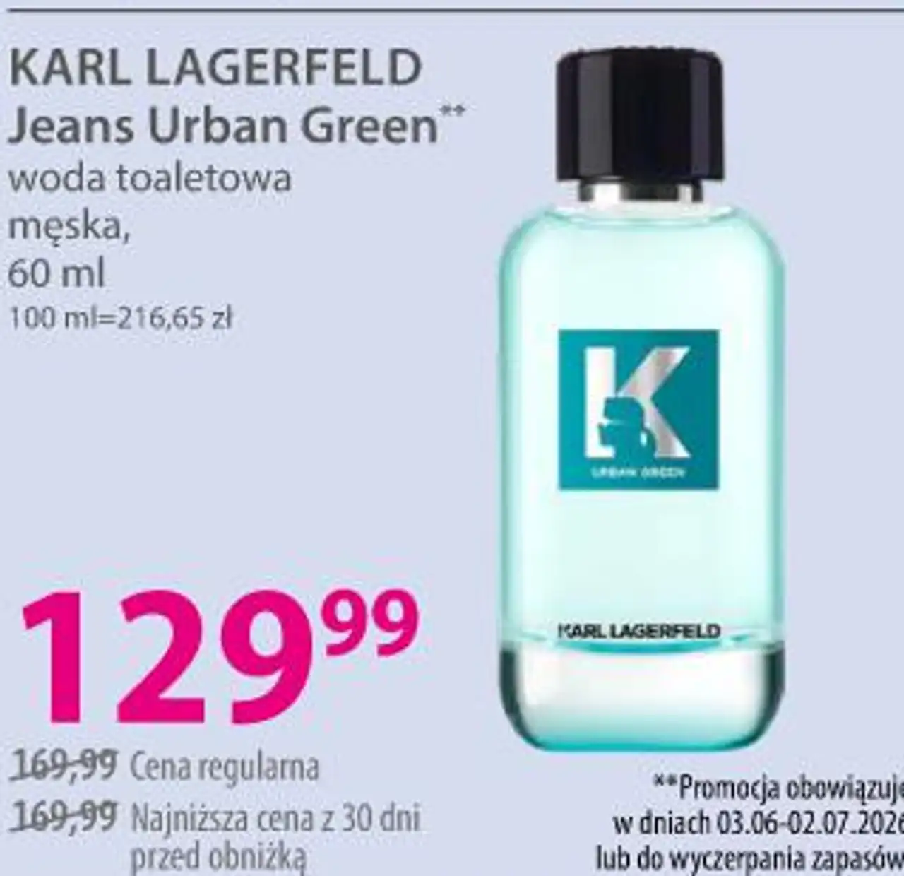 KARL LAGERFELD Jeans Urban Green woda toaletowa męska