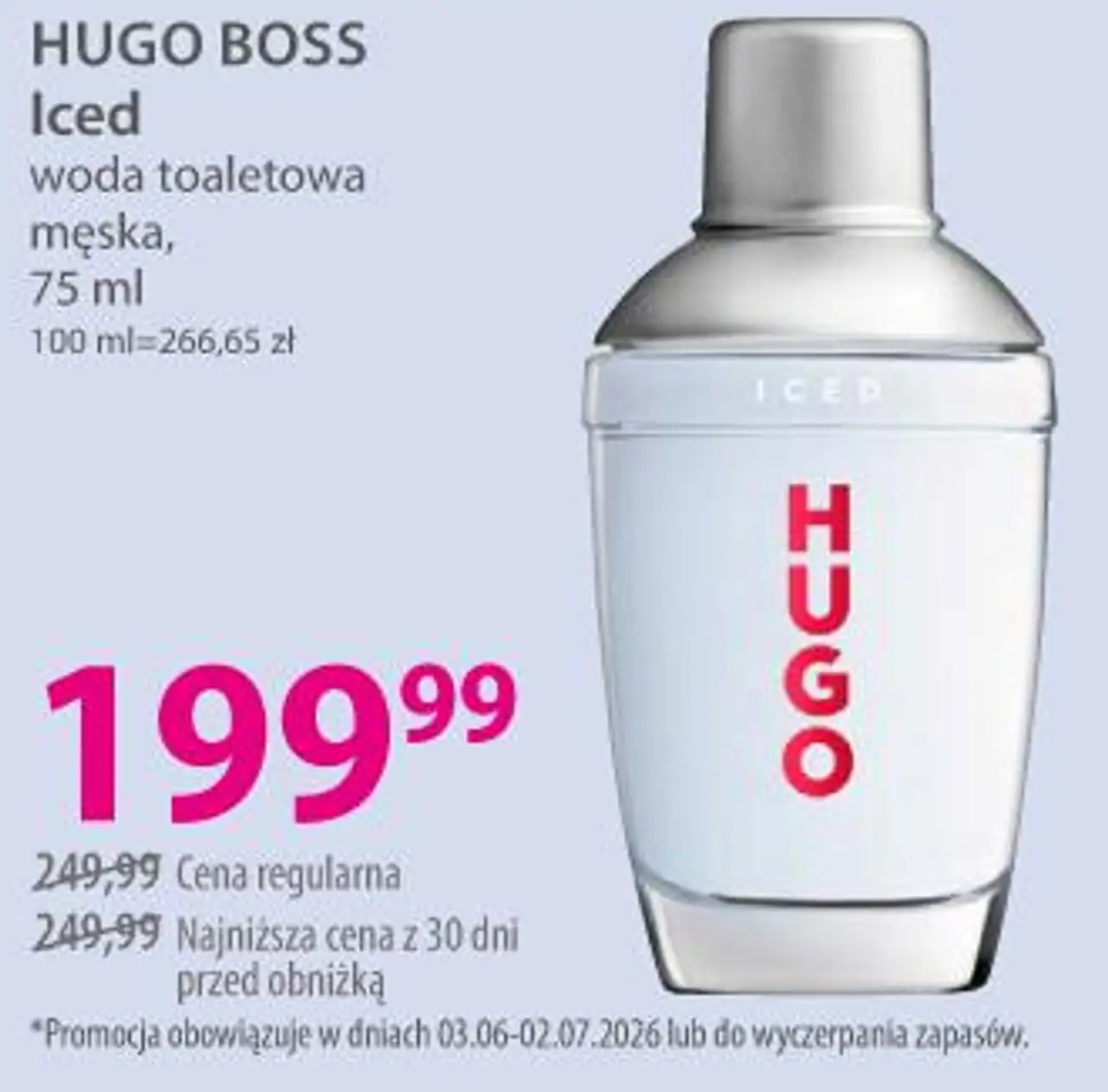 HUGO BOSS Iced woda toaletowa męska, 75 ml
