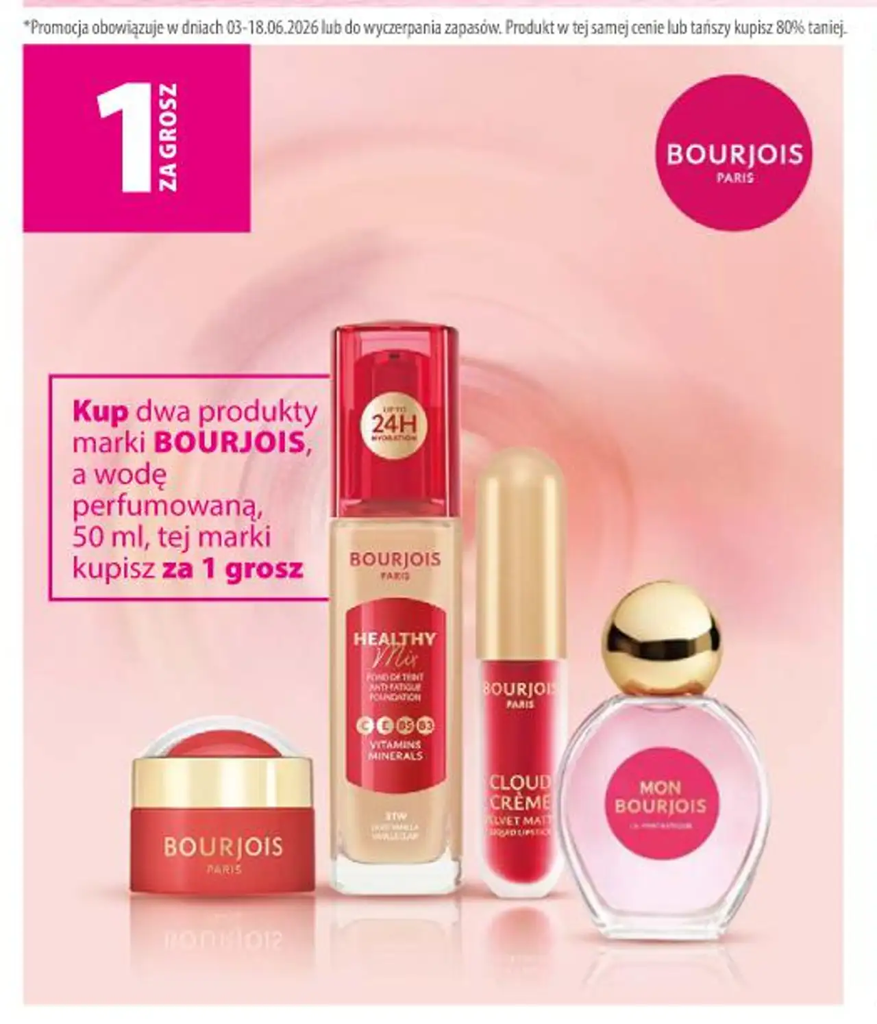 Kup dwa produkty marki BOURJOIS, a wodę perfumowaną, 50 ml, tej marki kupisz za 1 grosz