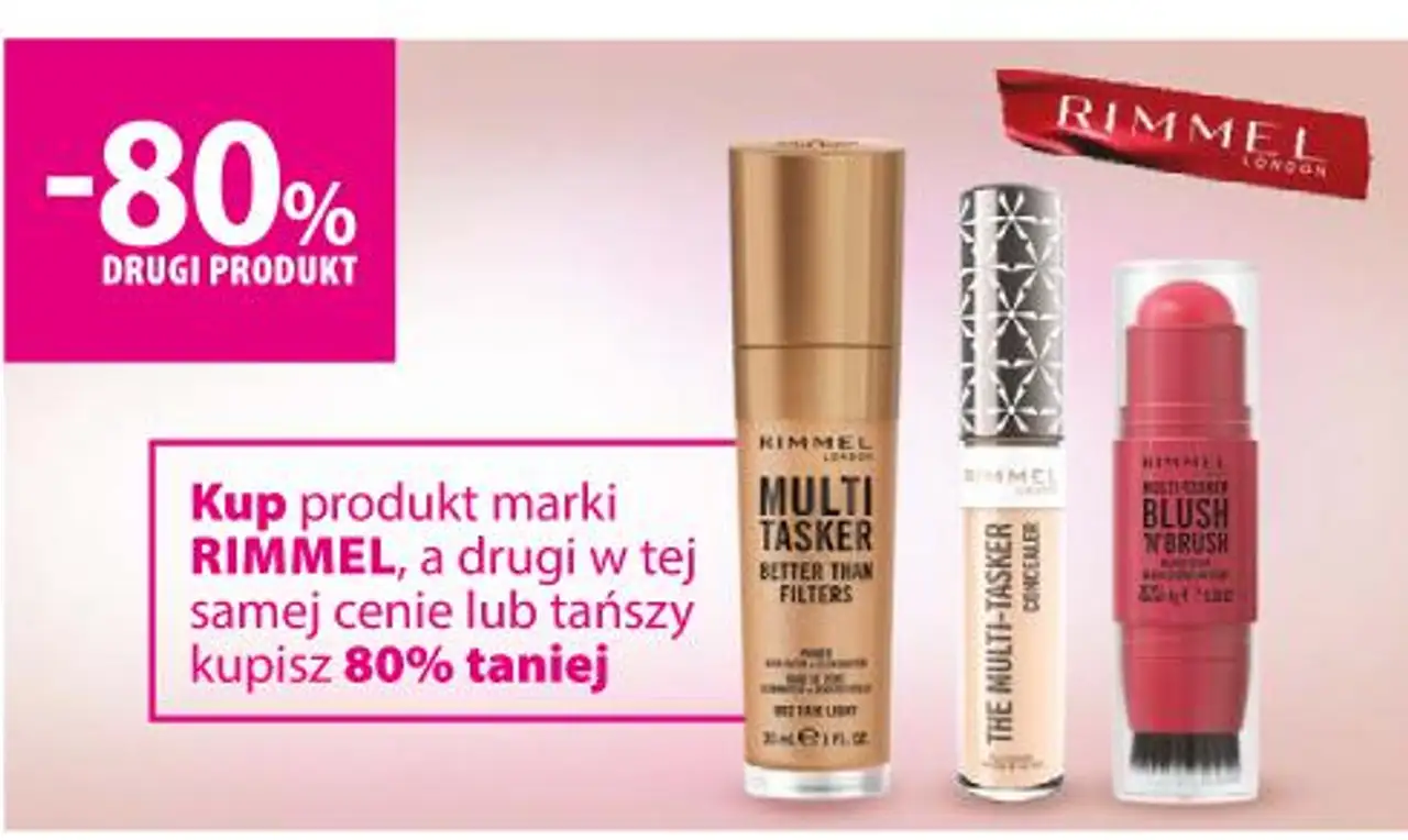 Kup produkt marki RIMMEL, a drugi w tej samej cenie lub tańszy kupisz 80% taniej