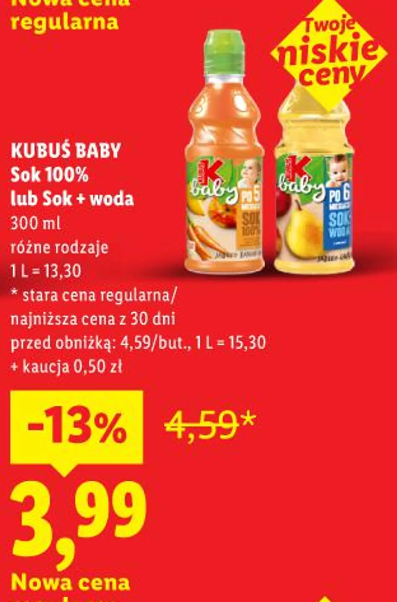 KUBUŚ BABY Sok 100% lub Sok + woda