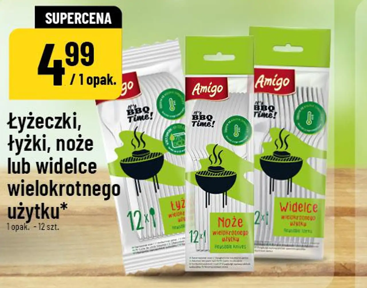 Amigo Łyżeczki, łyżki, noże lub widelce wielokrotnego użytku