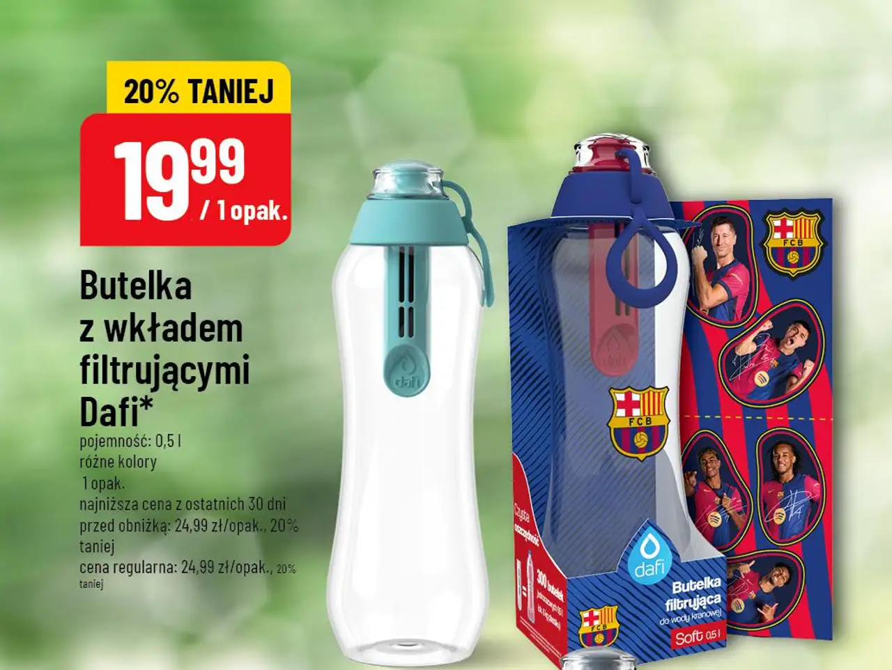Butelka z wkładem filtrującymi Dafi