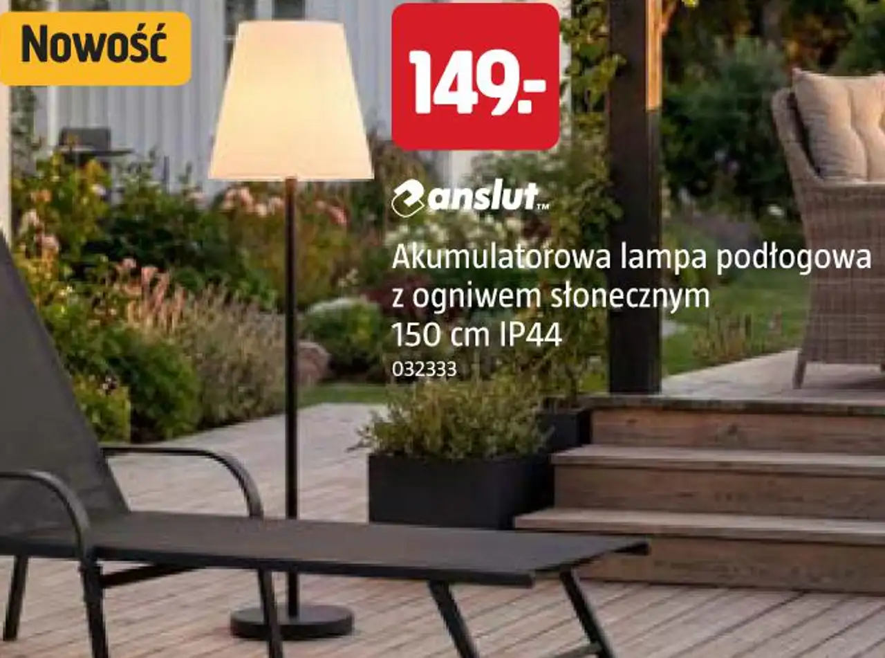 Anslut Akumulatorowa lampa podłogowa z ogniwem słonecznym 150 cm IP44
