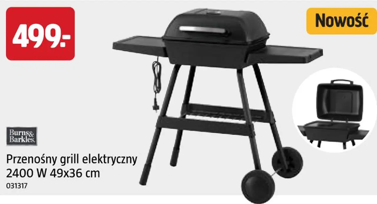 Burns & Barkles Przenośny grill elektryczny 2400 W 49x36 cm