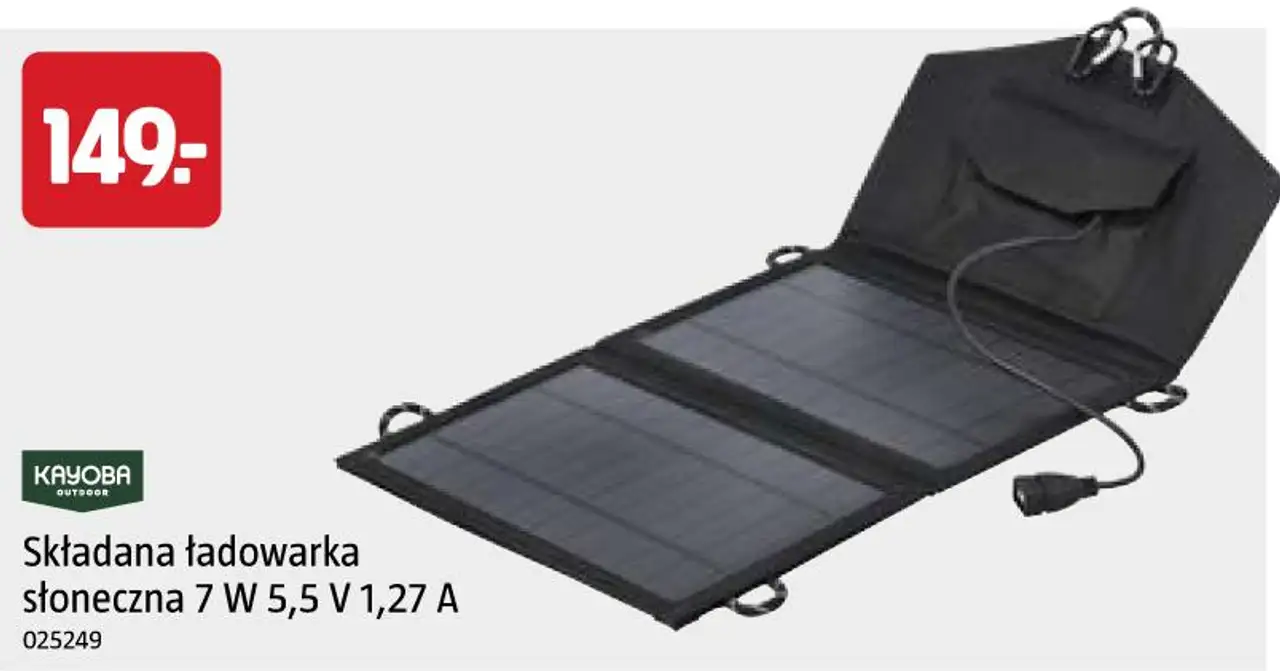 Kayoba Składana ładowarka słoneczna 7 W 5,5 V 1,27 A