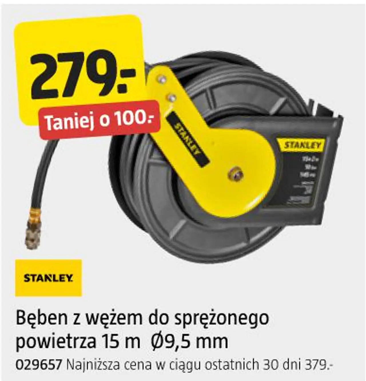 Bęben z wężem do sprężonego powietrza Stanley 15 m Ø9,5 mm