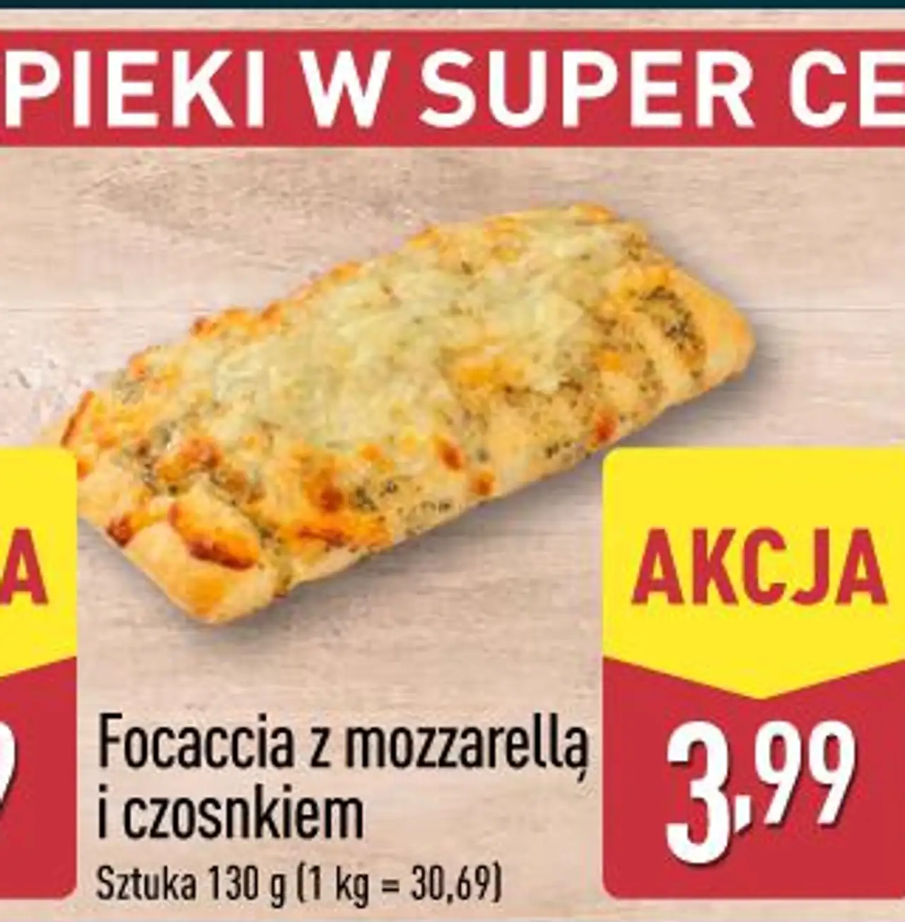 Focaccia z mozzarellą i czosnkiem