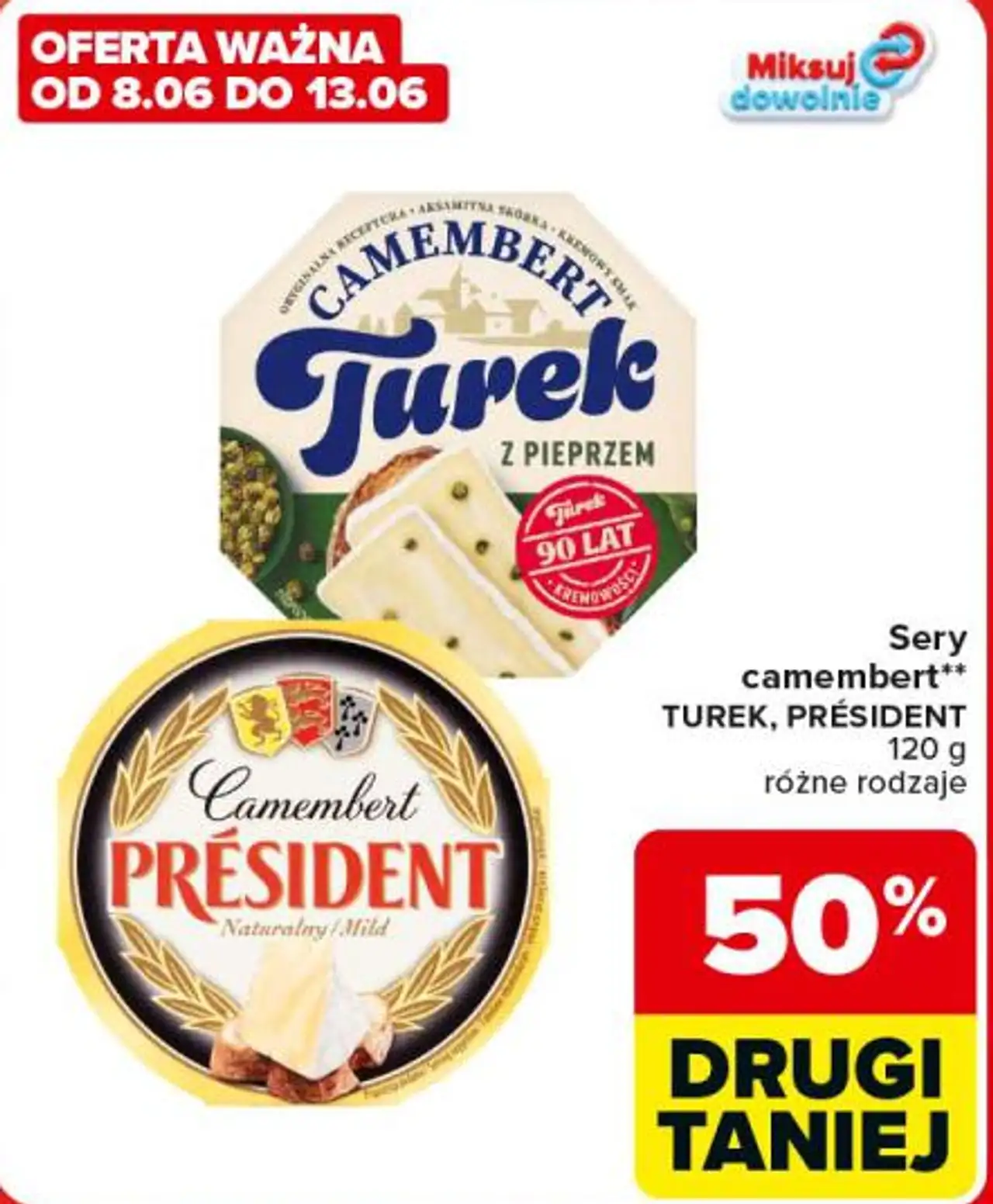 Sery camembert** TUREK, PRÉSIDENT 120 g