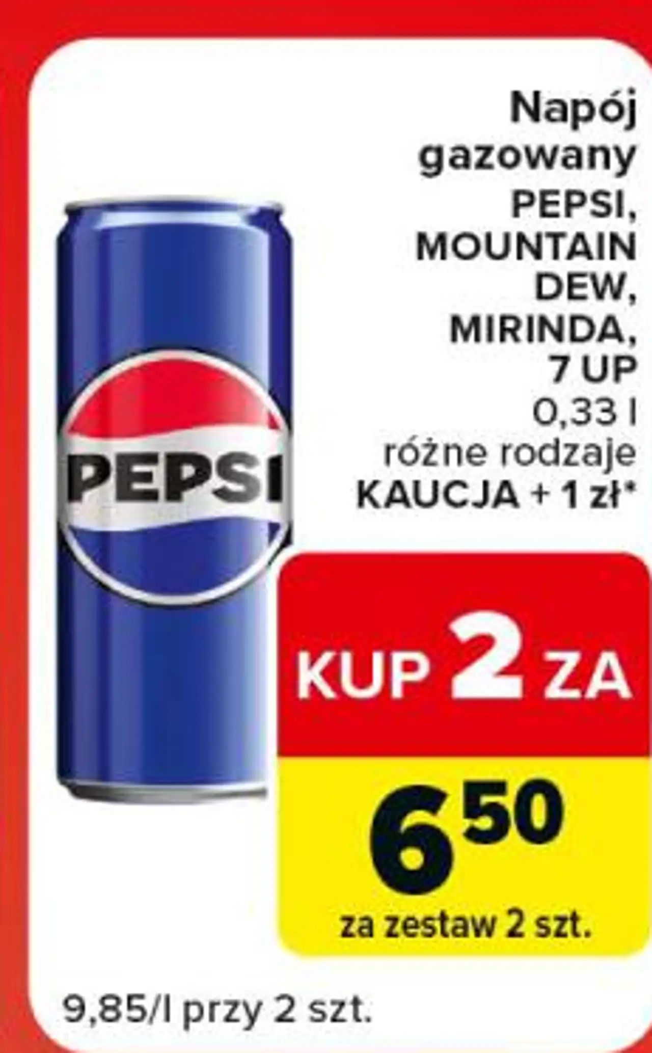 Napój gazowany Pepsi, Mountain Dew, Mirinda, 7 UP