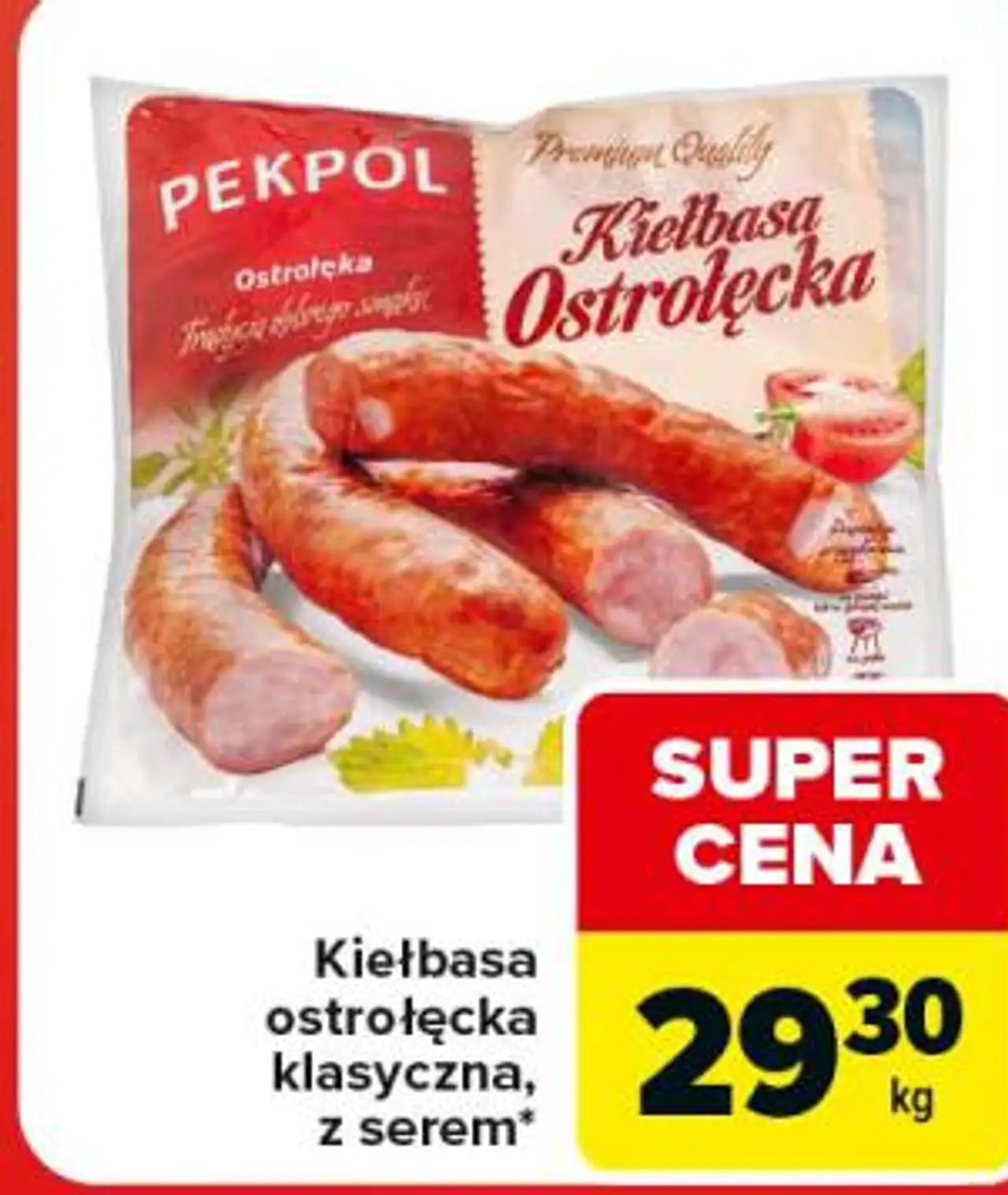 Kiełbasa ostrołęcka klasyczna, z serem