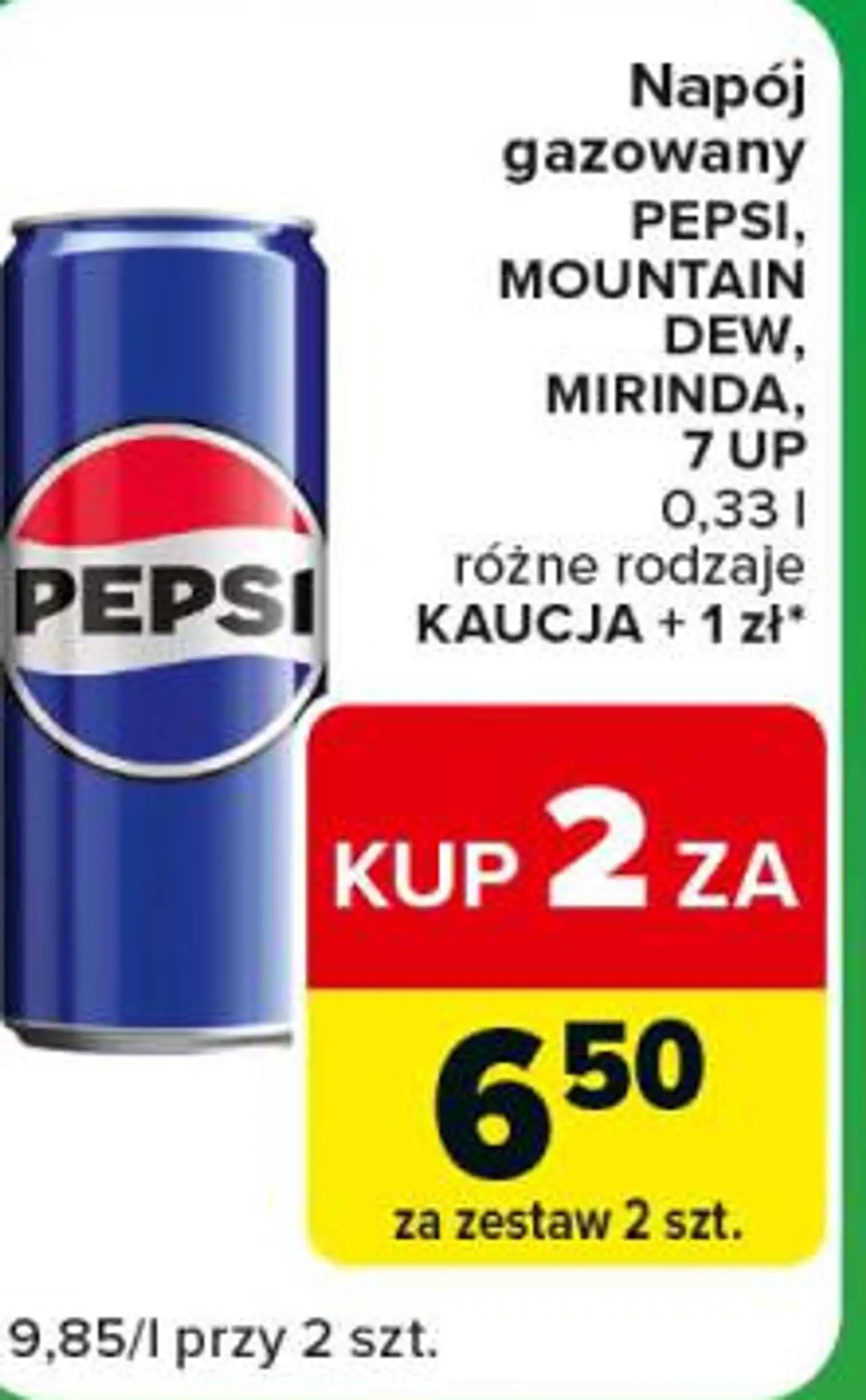 Napój gazowany PEPSI, MOUNTAIN DEW, MIRINDA, 7 UP