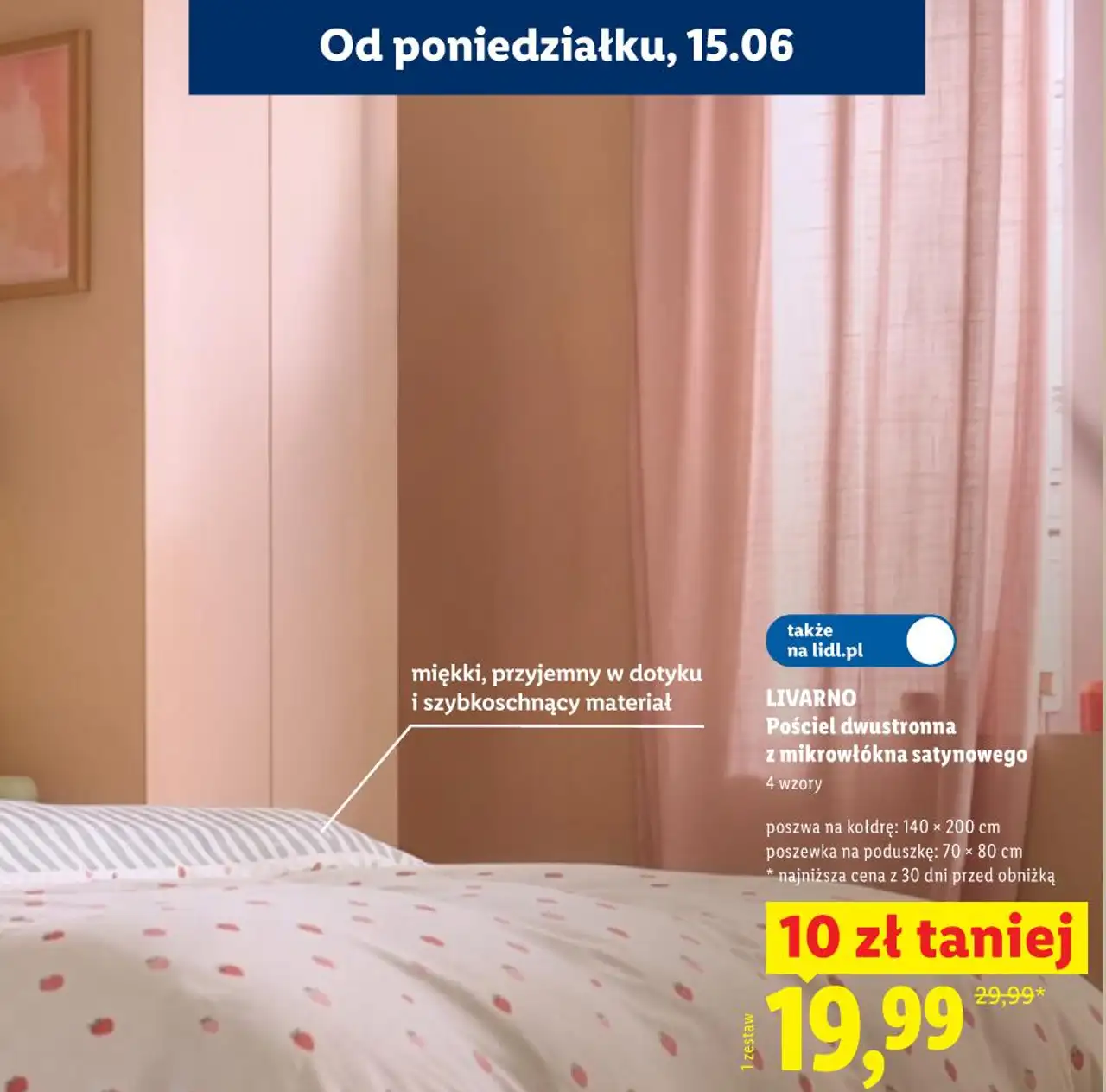 LIVARNO Pościel dwustronna z mikrowłókna satynowego 140 x 200cm