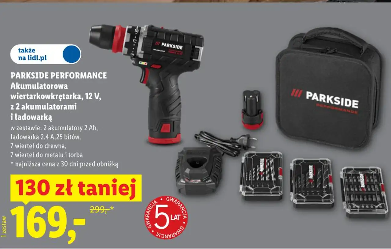 PARKSIDE PERFORMANCE Akumulatorowa wiertarkowkrętarka, 12 V, z 2 akumulatorami i ładowarką