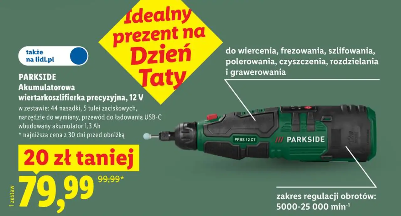 PARKSIDE Akumulatorowa wiertarkoszlifierka precyzyjna, 12 V