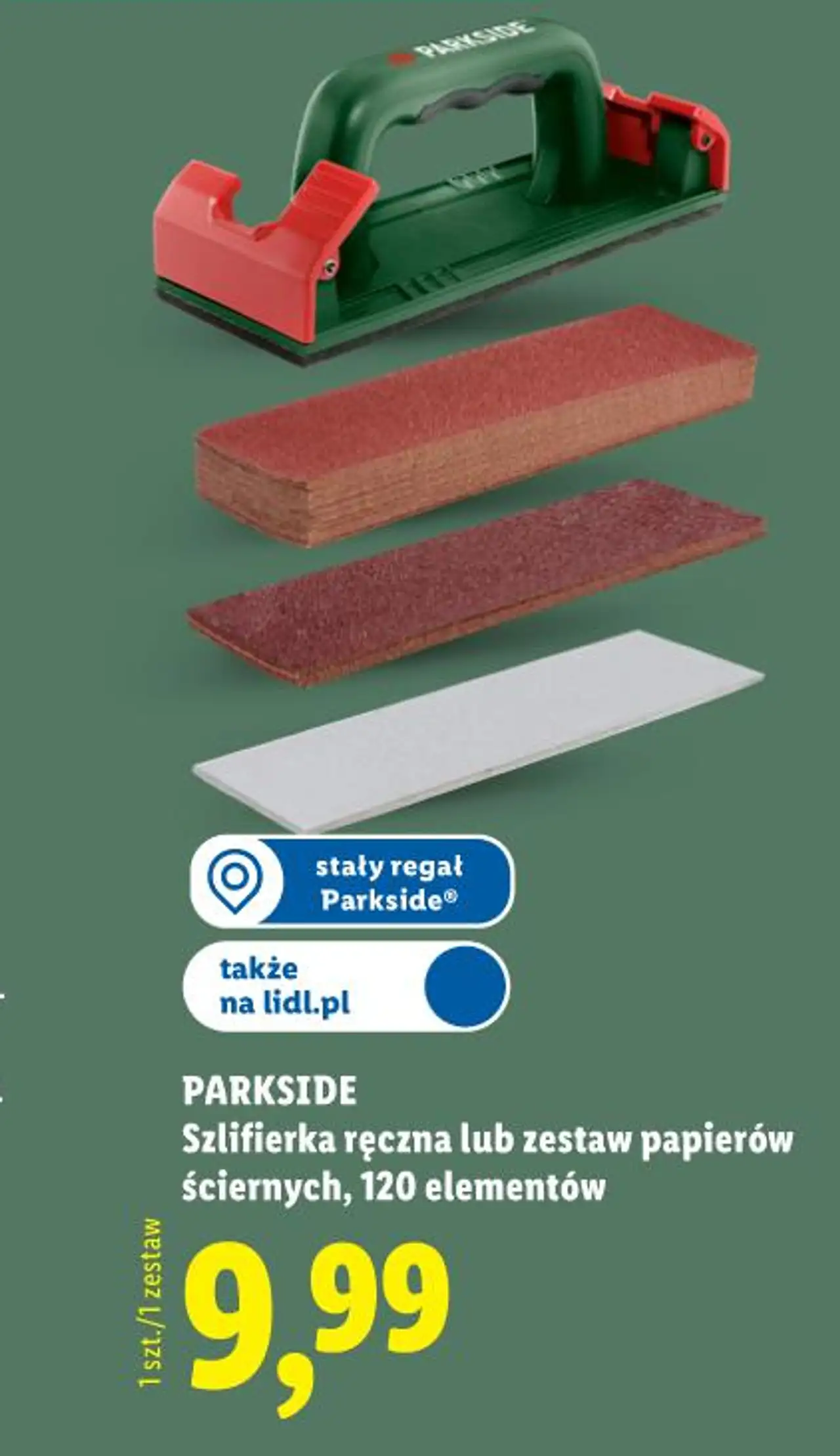 PARKSIDE Szlifierka ręczna lub zestaw papierów ściernych, 120 elementów