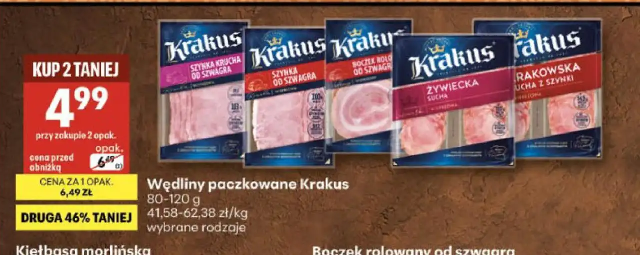 Wędliny paczkowane Krakus wybrane rodzaje