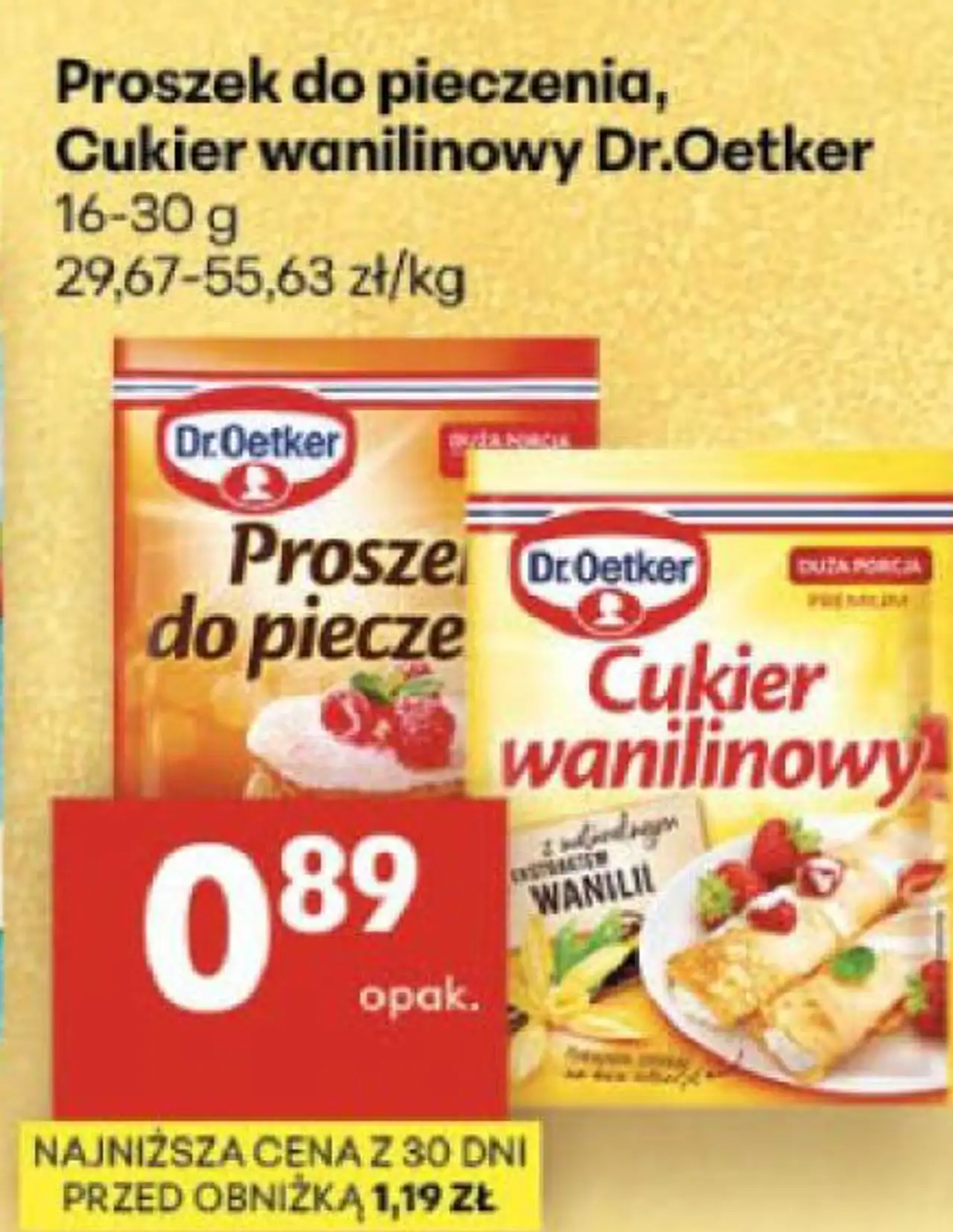 Proszek do pieczenia, Cukier wanilinowy Dr.Oetker