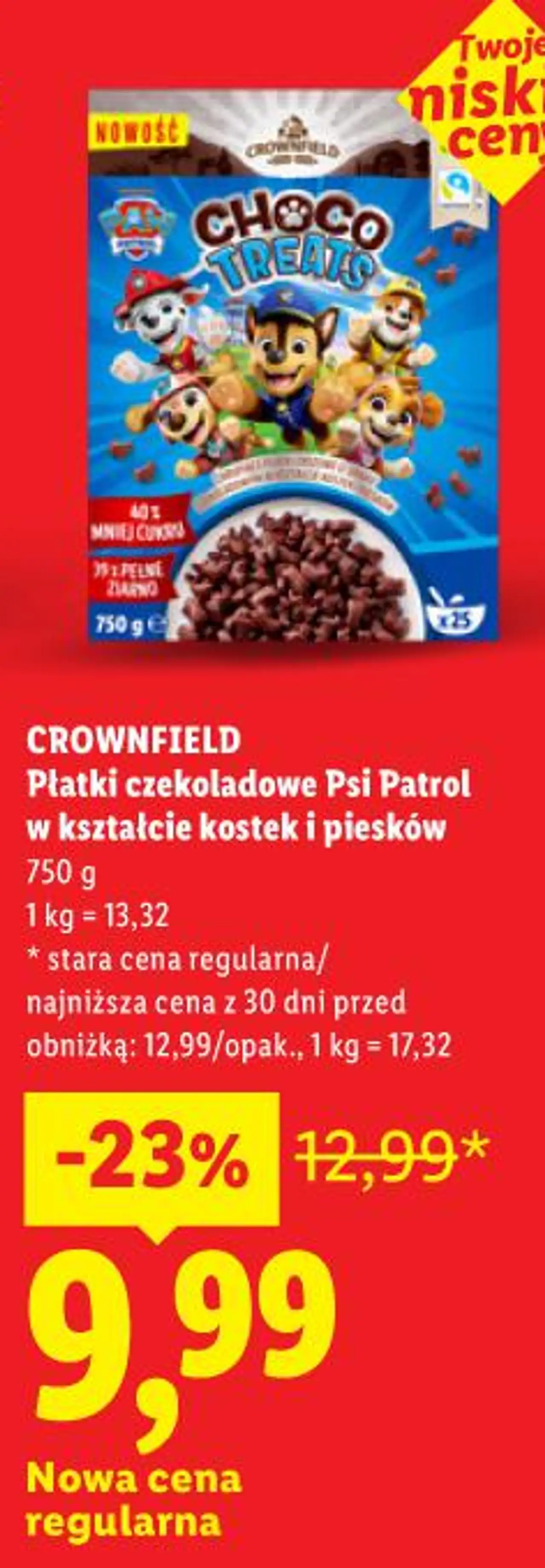 CROWNFIELD Płatki czekoladowe Psi Patrol w kształcie kostek i piesków