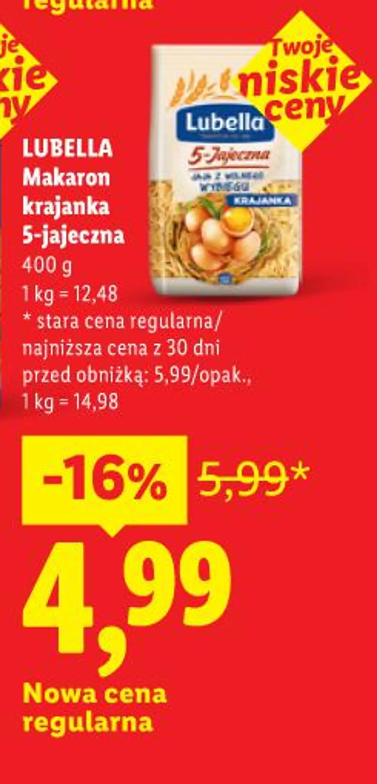 Lubella Makaron krajanka 5-jajeczna 400 g