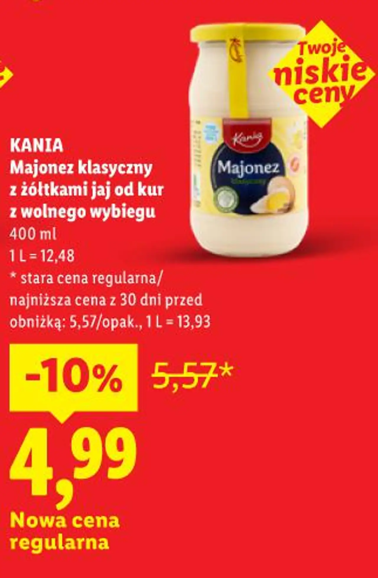 KANIA Majonez klasyczny z żółtkami jaj od kur z wolnego wybiegu 400 ml