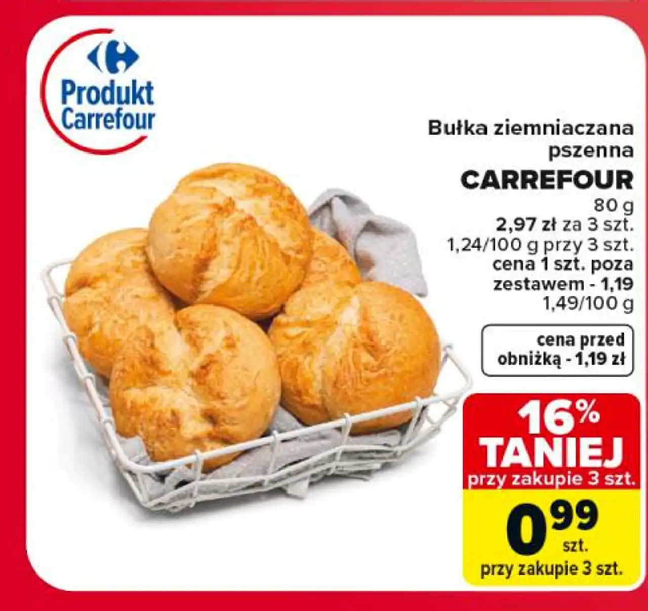 CARREFOUR Bułka ziemniaczana pszenna