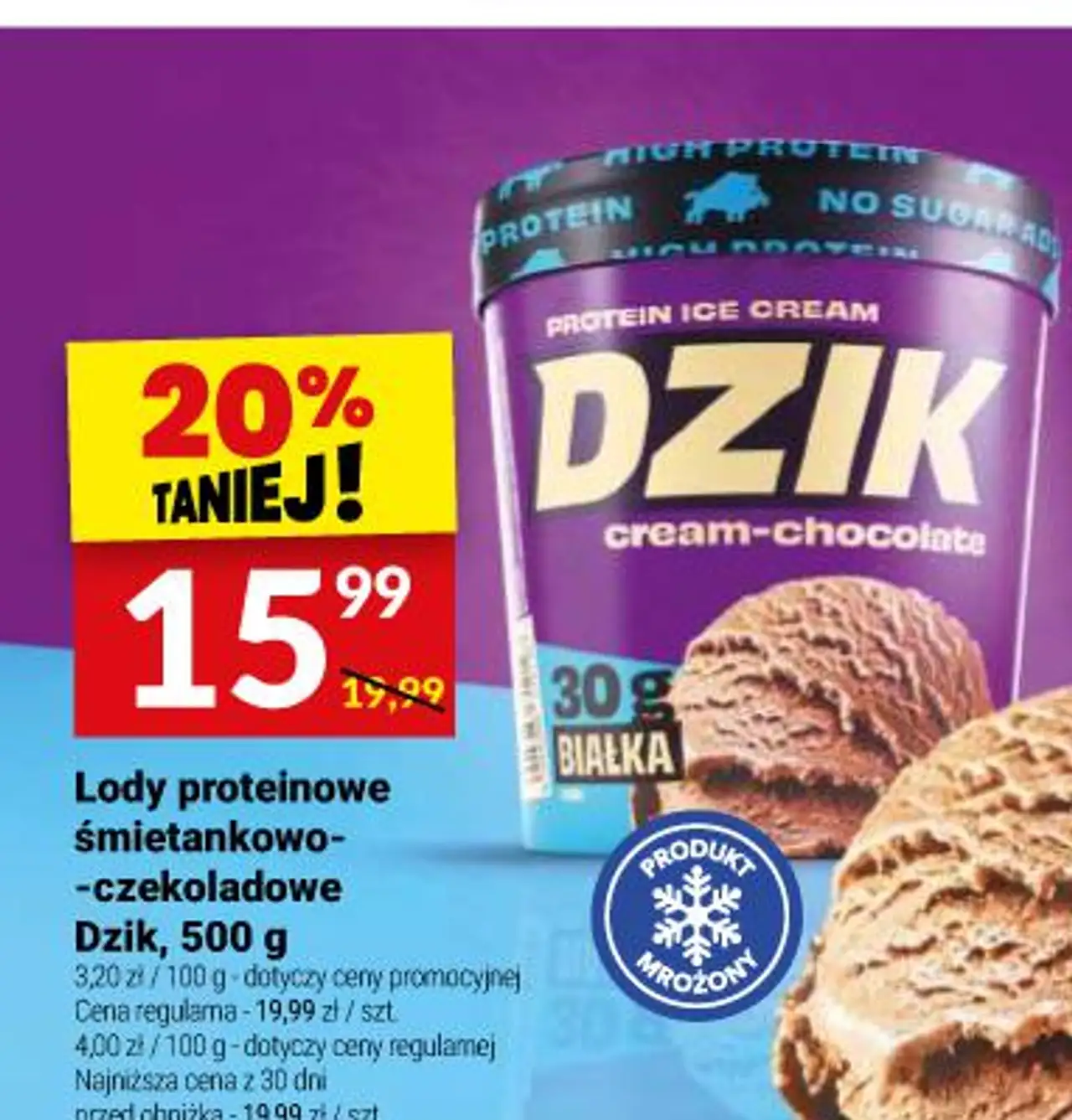 Lody proteinowe śmietankowo-czekoladowe Dzik