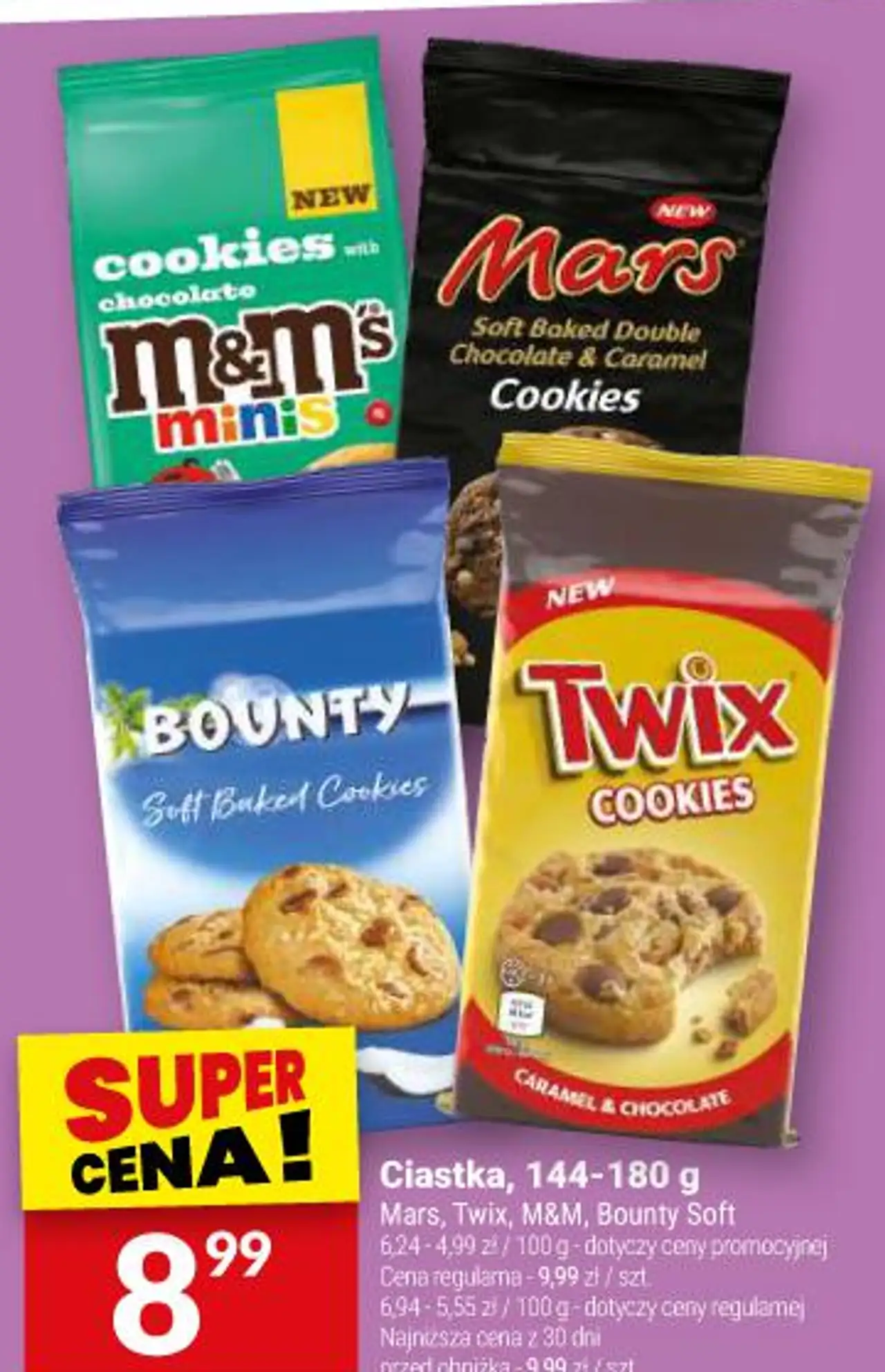 Ciastka Mars, Twix, M&M, Bounty Soft Baked Cookies