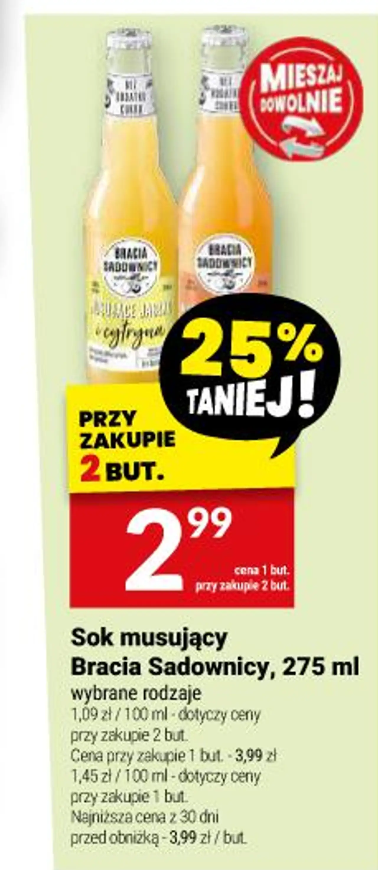 Sok musujący Bracia Sadownicy, 275 ml