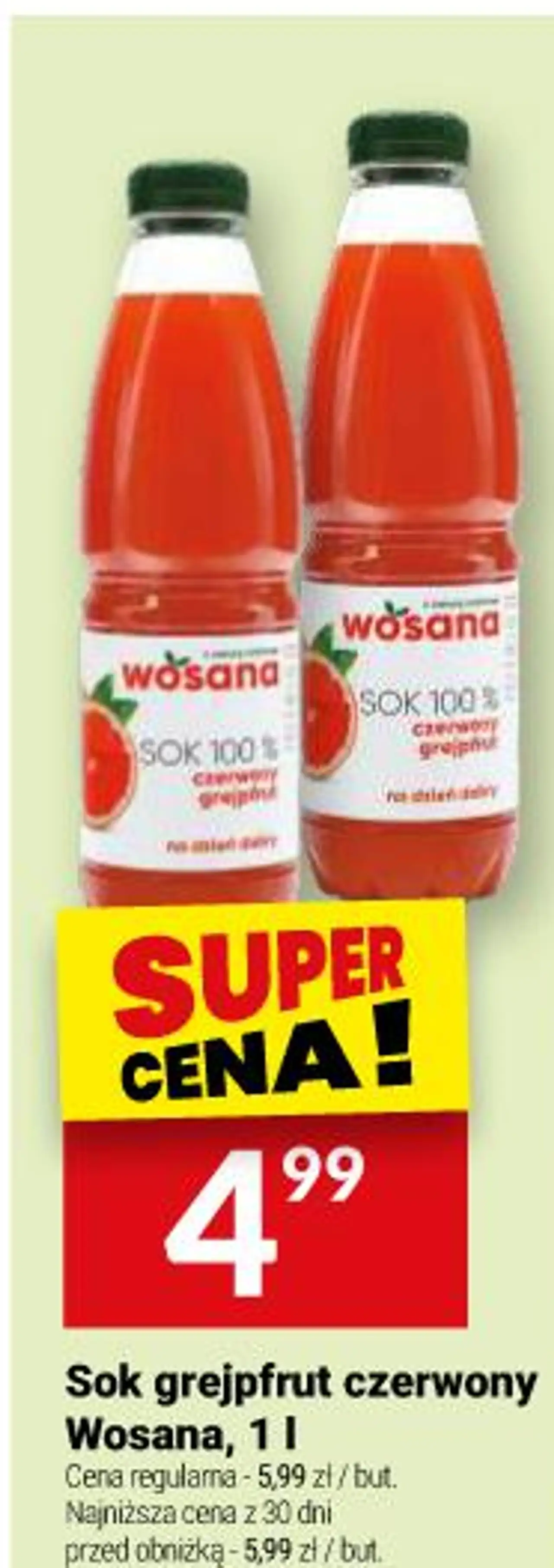 Sok grejpfrut czerwony Wosana, 1 l