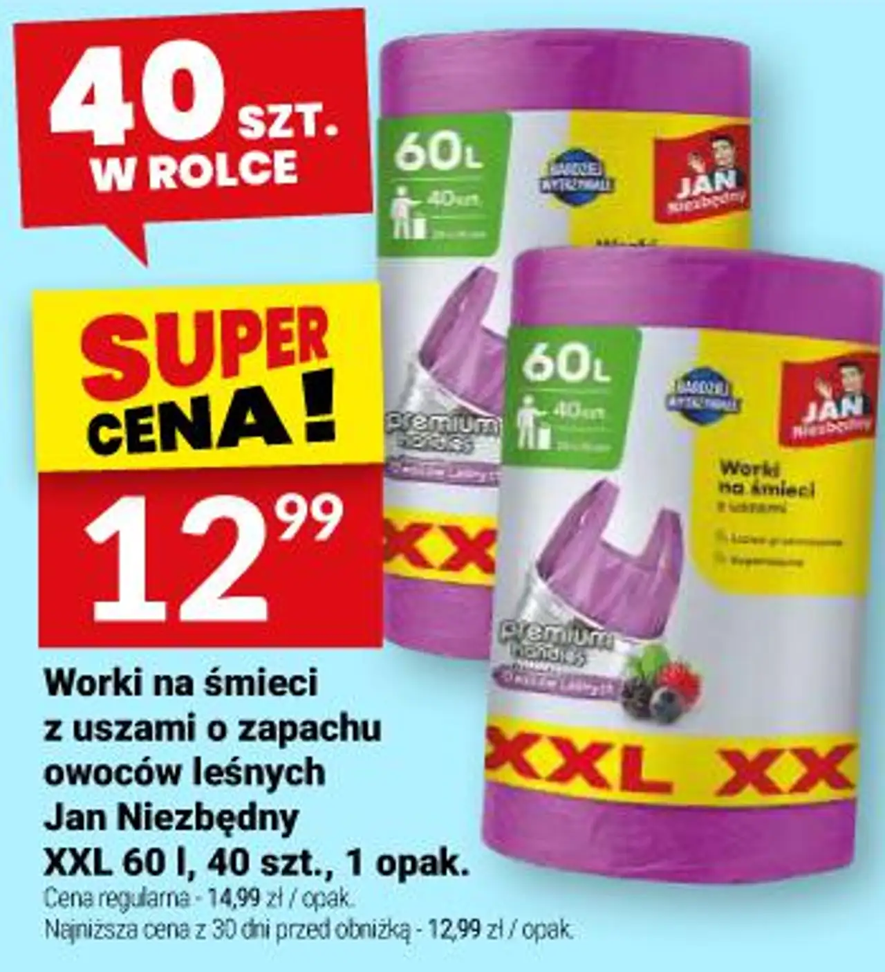 Worki na śmieci z uszami o zapachu owoców leśnych Jan Niezbędny