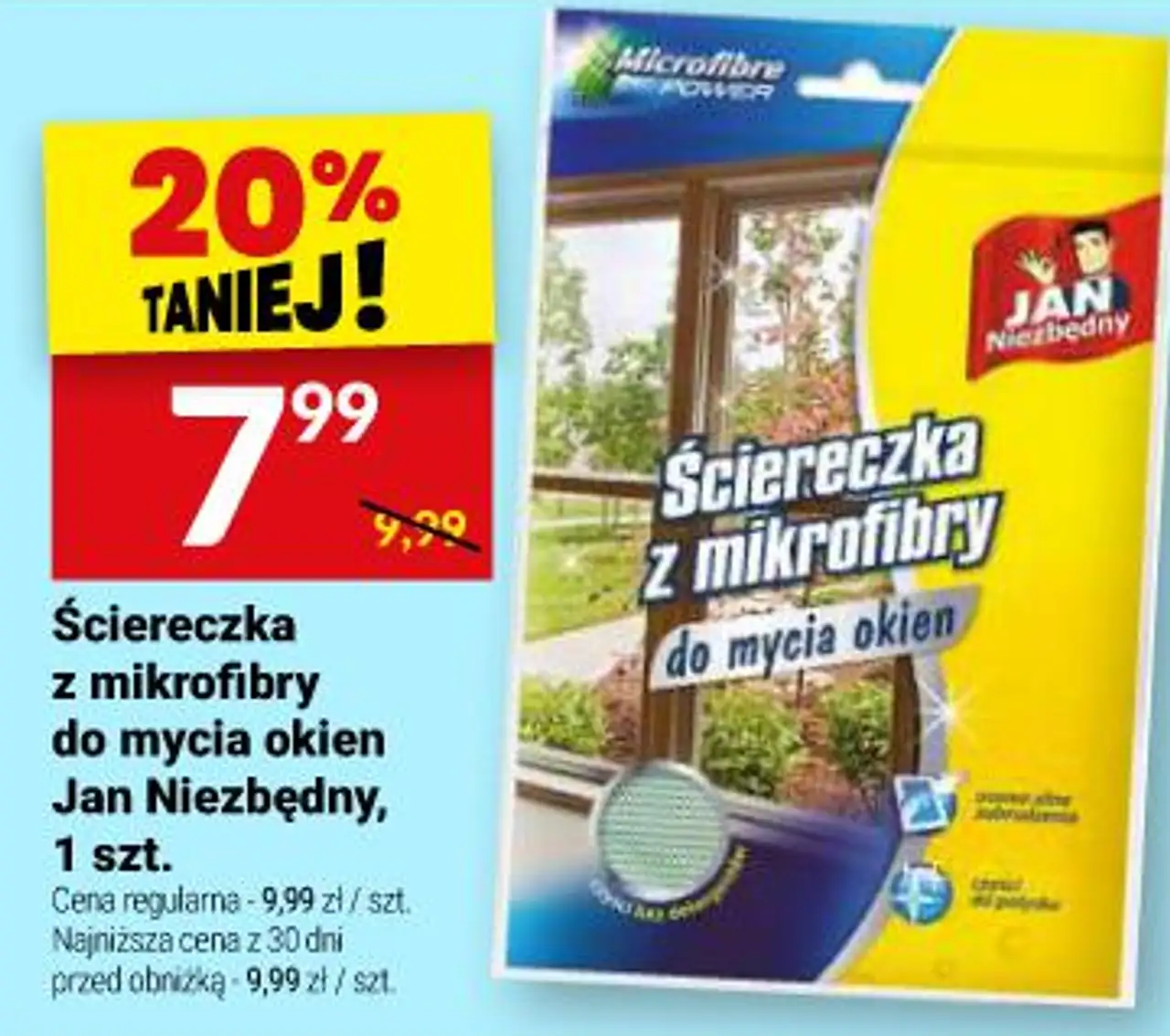 Ściereczka z mikrofibry do mycia okien Jan Niezbędny