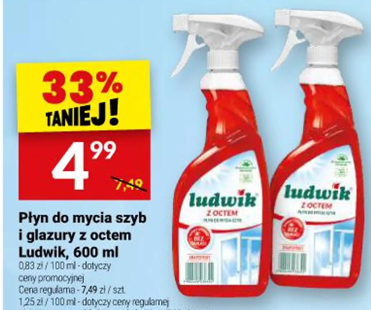 Płyn do mycia szyb i glazury z octem Ludwik, 600 ml