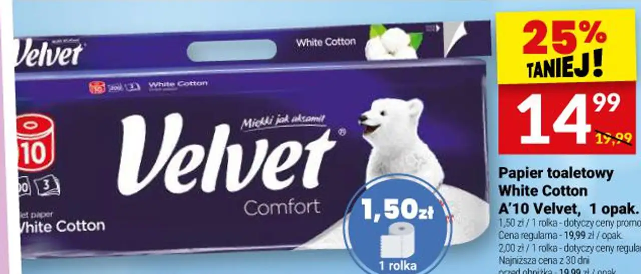 Papier toaletowy White Cotton A'10 Velvet, 1 opak.