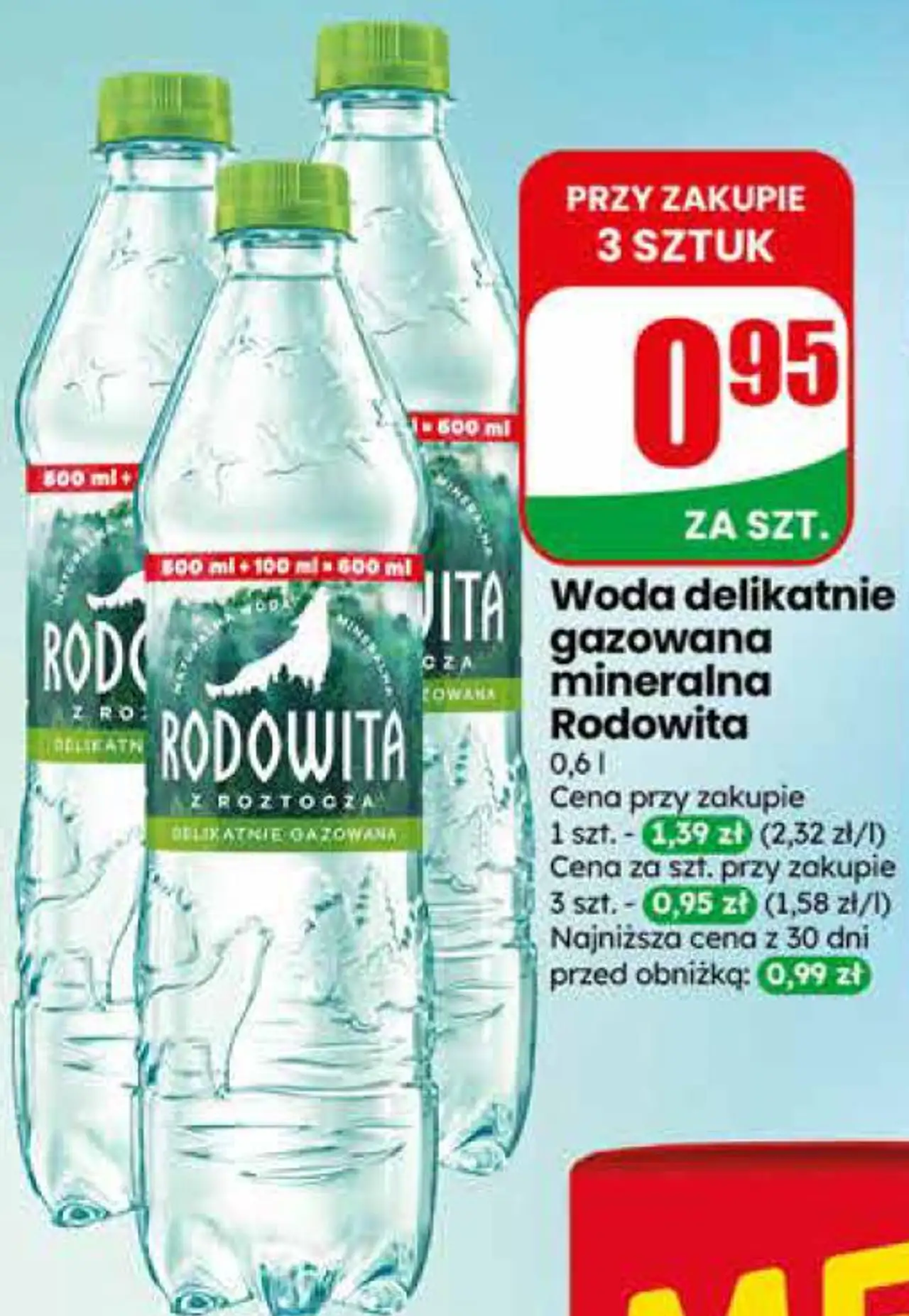Woda delikatnie gazowana mineralna Rodowita