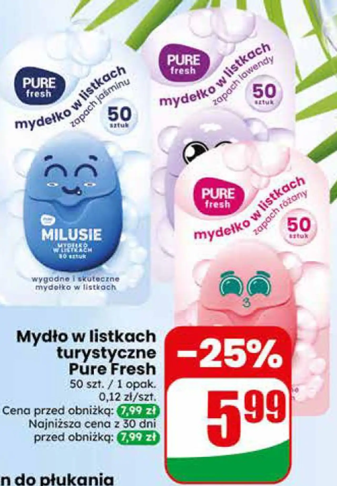 Mydło w listkach turystyczne Pure Fresh