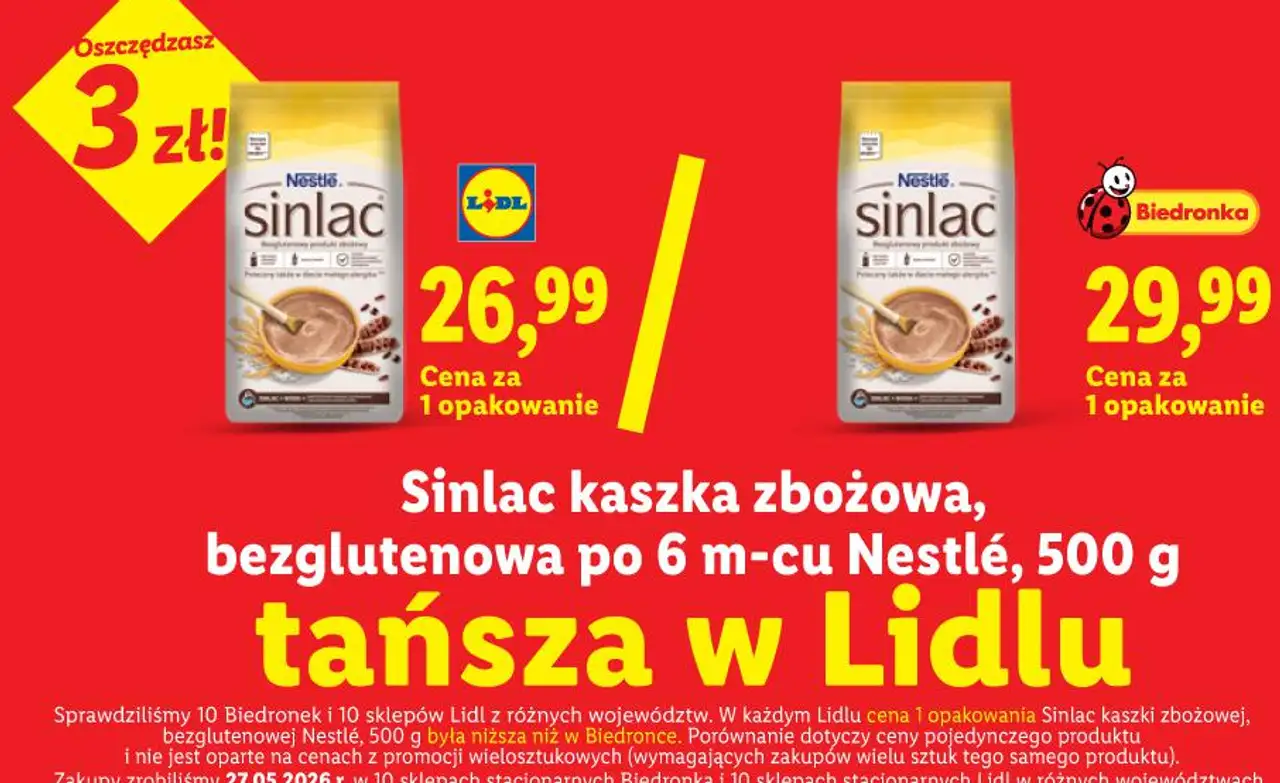 Sinlac kaszka zbożowa, bezglutenowa po 6 m-cu Nestlé, 500 g