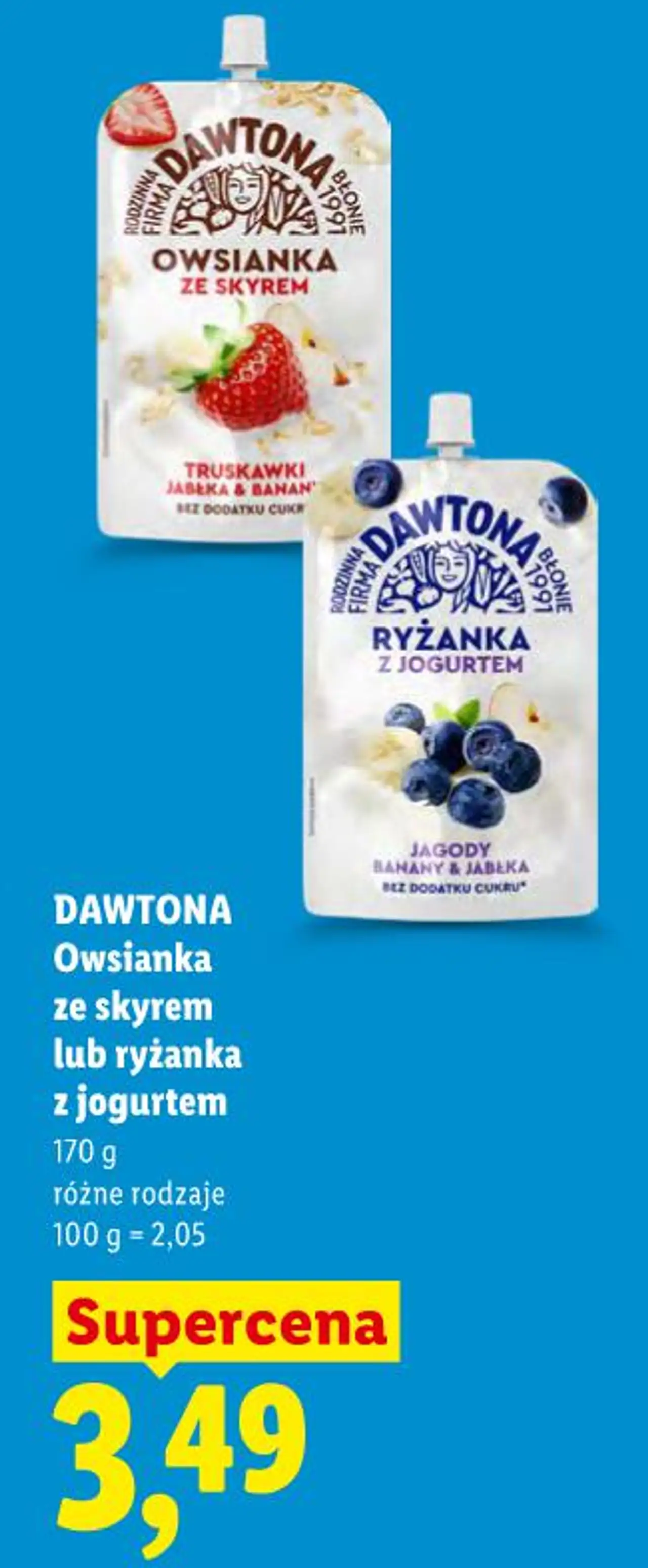 DAWTONA Owsianka ze skyrem lub ryżanka z jogurtem
