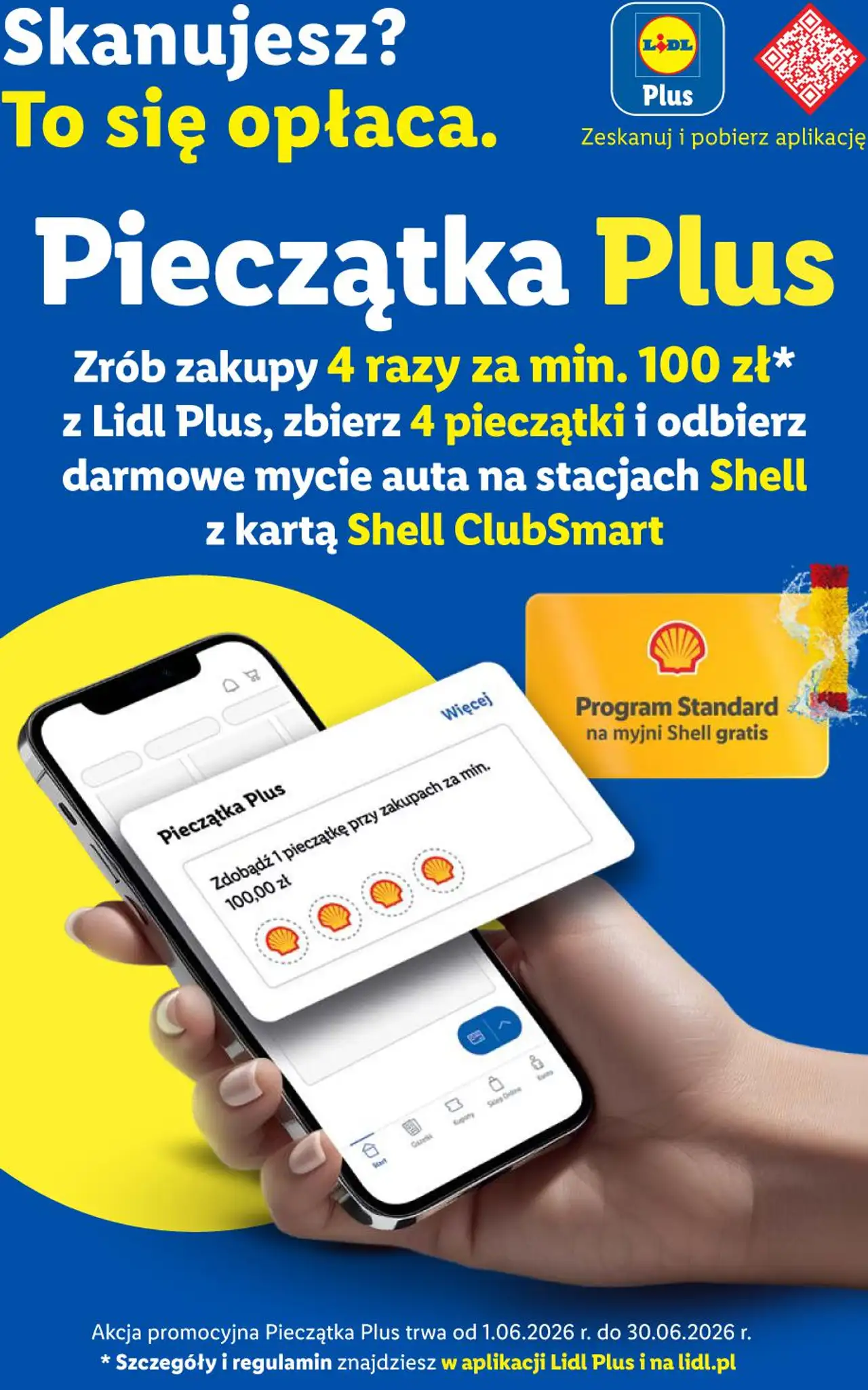 Darmowe mycie auta na stacjach Shell z kartą Shell ClubSmart za 4 pieczątki w Lidl Plus