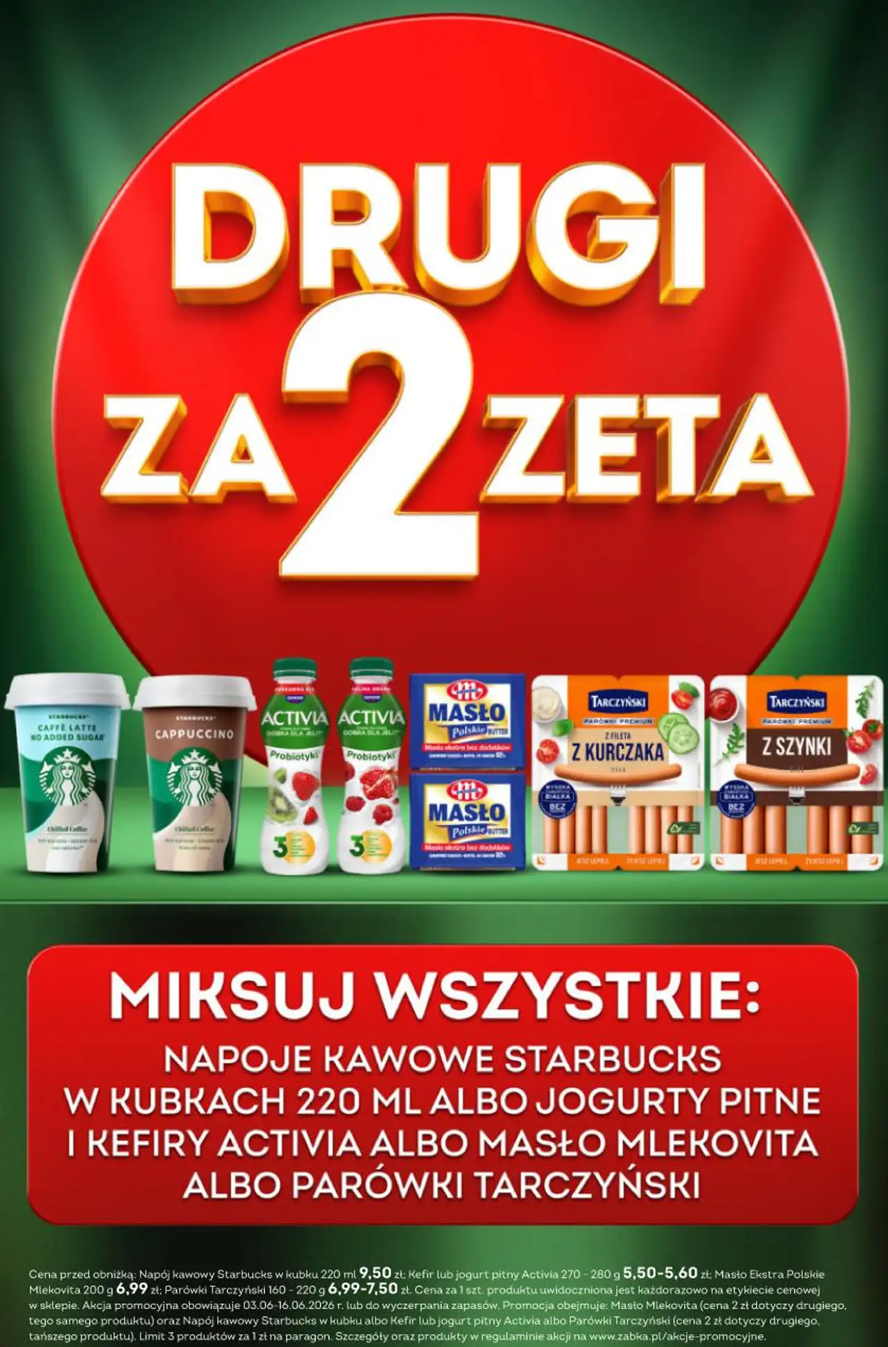 Napoje kawowe Starbucks, jogurty pitne i kefiry Activia, masło Mlekovita, parówki Tarczyński