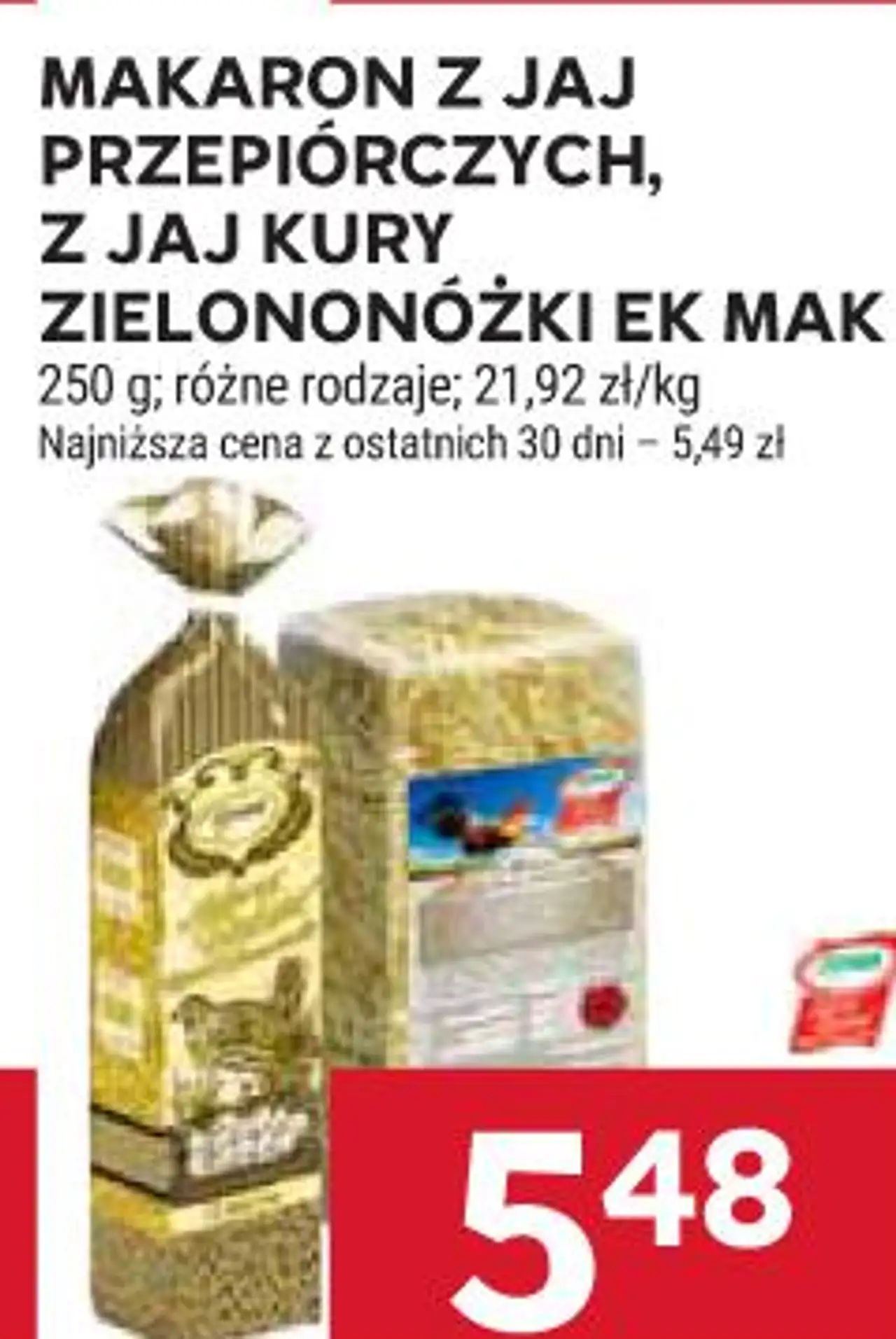 Makaron z jaj przepiórczych, z jaj kury zielononóżki Ek Mak