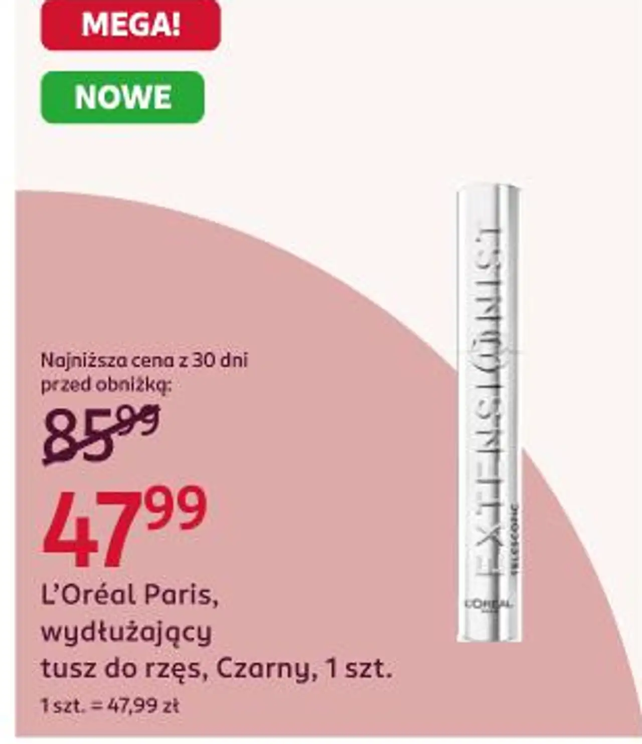 L'Oréal Paris, wydłużający tusz do rzęs, Czarny, 1 szt.