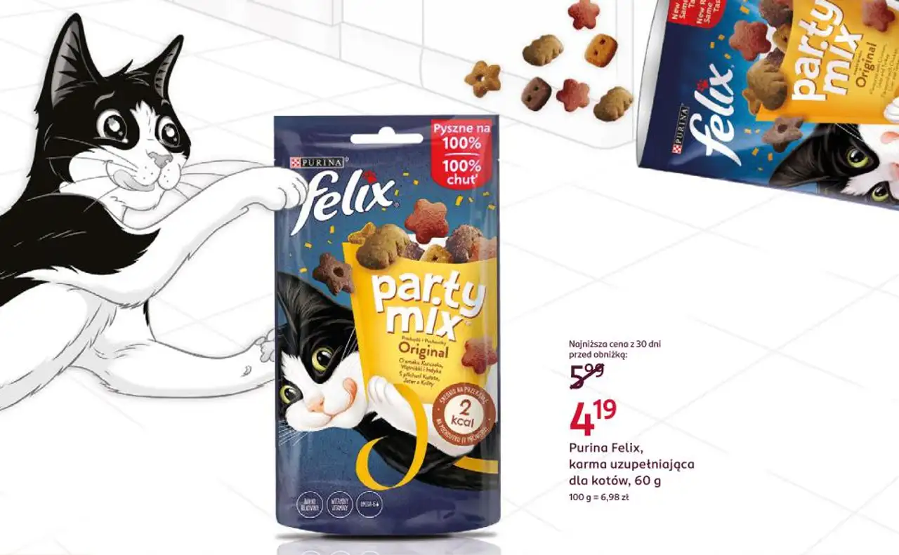 Purina Felix, karma uzupełniająca dla kotów, 60 g