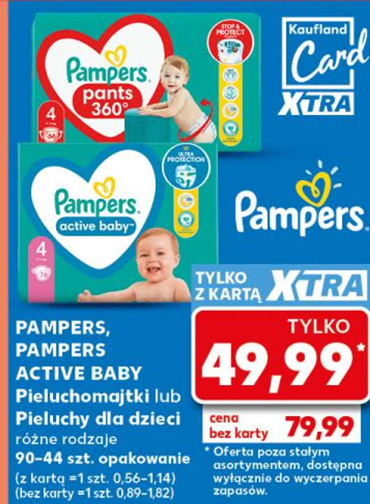 PAMPERS, PAMPERS ACTIVE BABY Pieluchomajtki lub Pieluchy dla dzieci