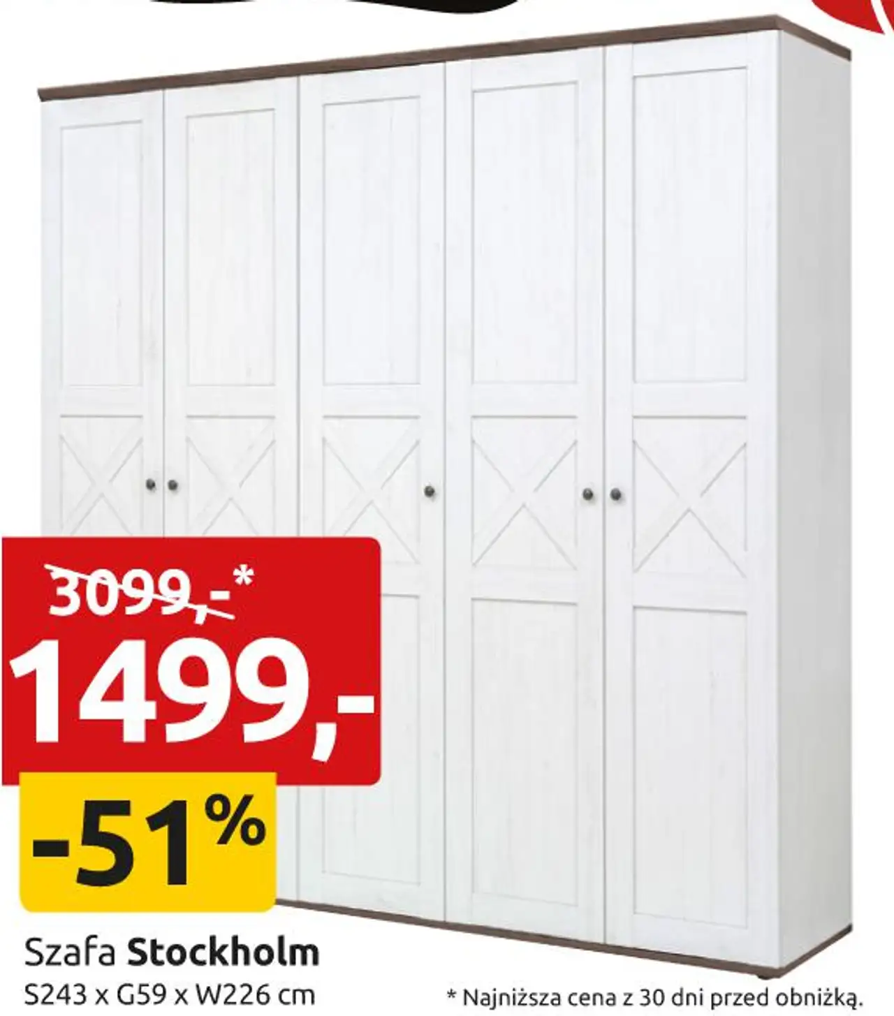 Szafa Stockholm S243 x G59 x W226 cm