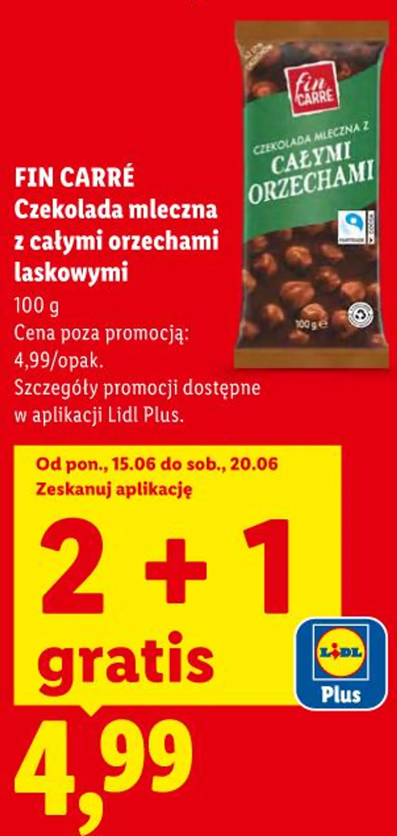 FIN CARRÉ Czekolada mleczna z całymi orzechami laskowymi