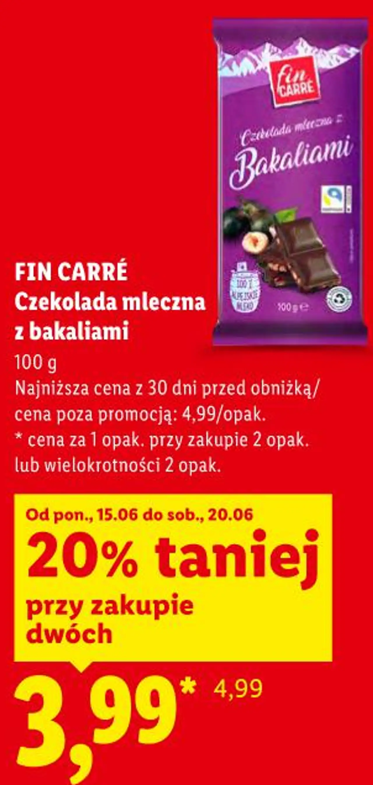 FIN CARRÉ Czekolada mleczna z bakaliami