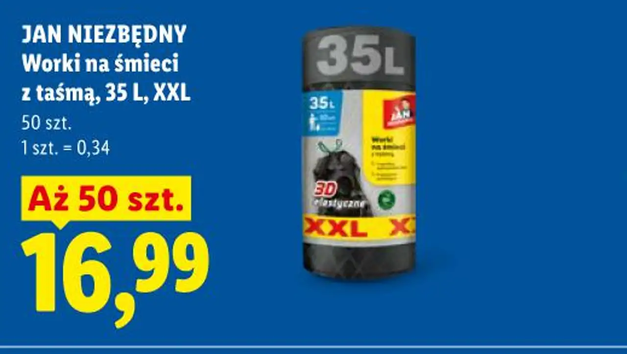 Jan Niezbędny Worki na śmieci z taśmą, 35 L, XXL